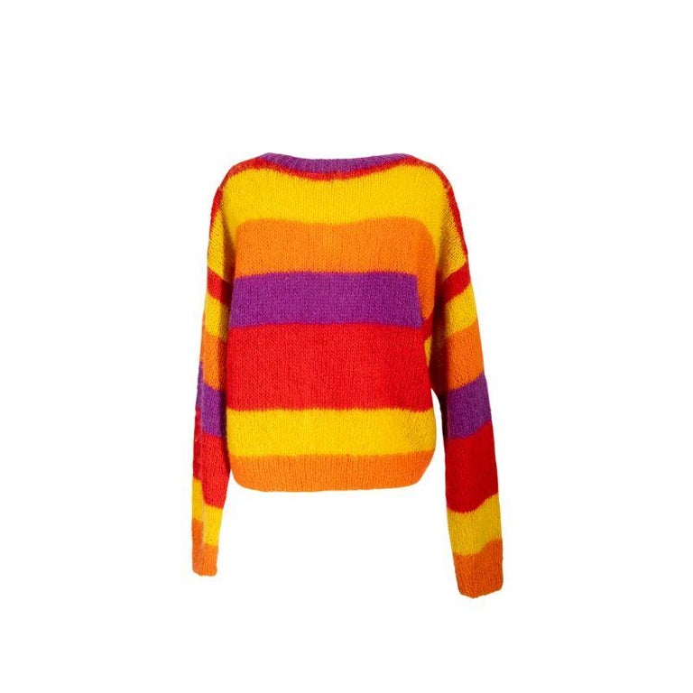 1987 Stephen Sprouse “S” Label Mohair Knit Stripe Sweater In Good Condition For Sale In North Hollywood, CA