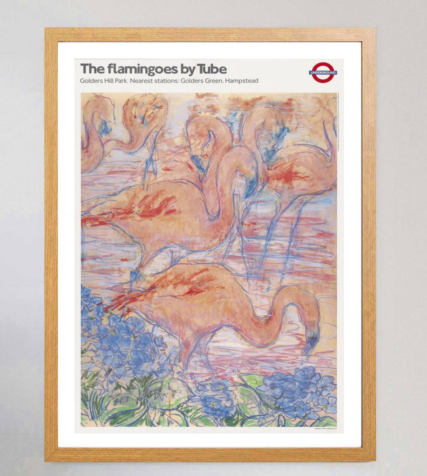 Britannico 1987 TFL - I fenicotteri in metropolitana - Golders Hill Park Poster originale d'epoca in vendita