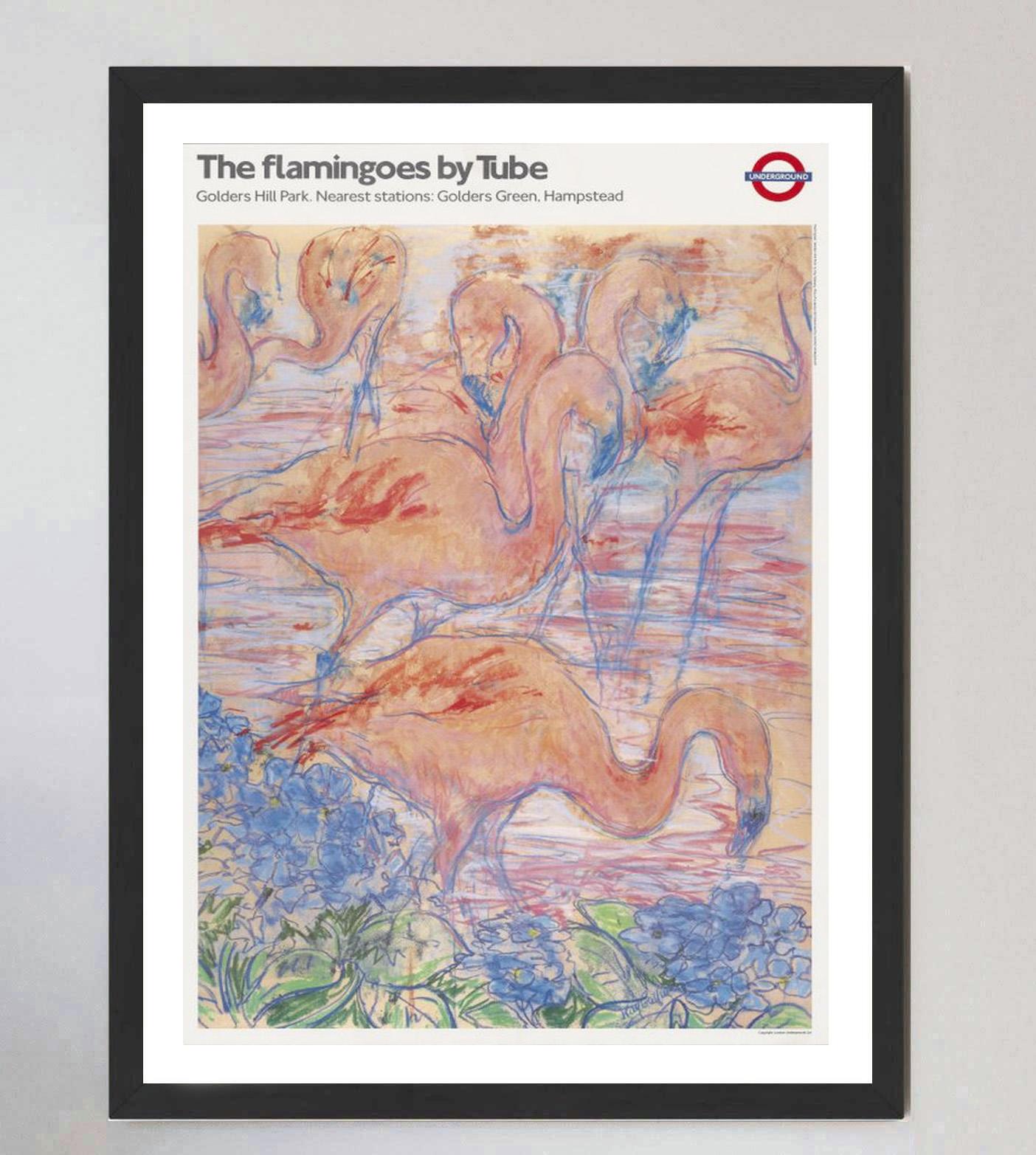 1987 TFL - I fenicotteri in metropolitana - Golders Hill Park Poster originale d'epoca In condizioni buone in vendita a Winchester, GB