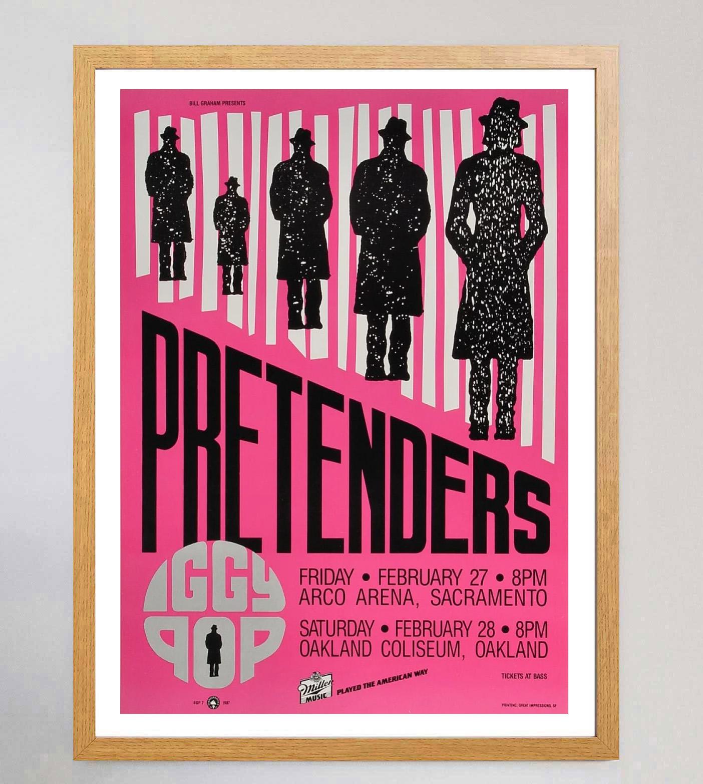 1987 The Pretenders & Iggy Pop Original Vintage Poster im Zustand „Gut“ im Angebot in Winchester, GB