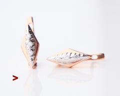 1987 USSR Orecchini russi con diamanti in oro rosa bianco 14K / 3,25gr