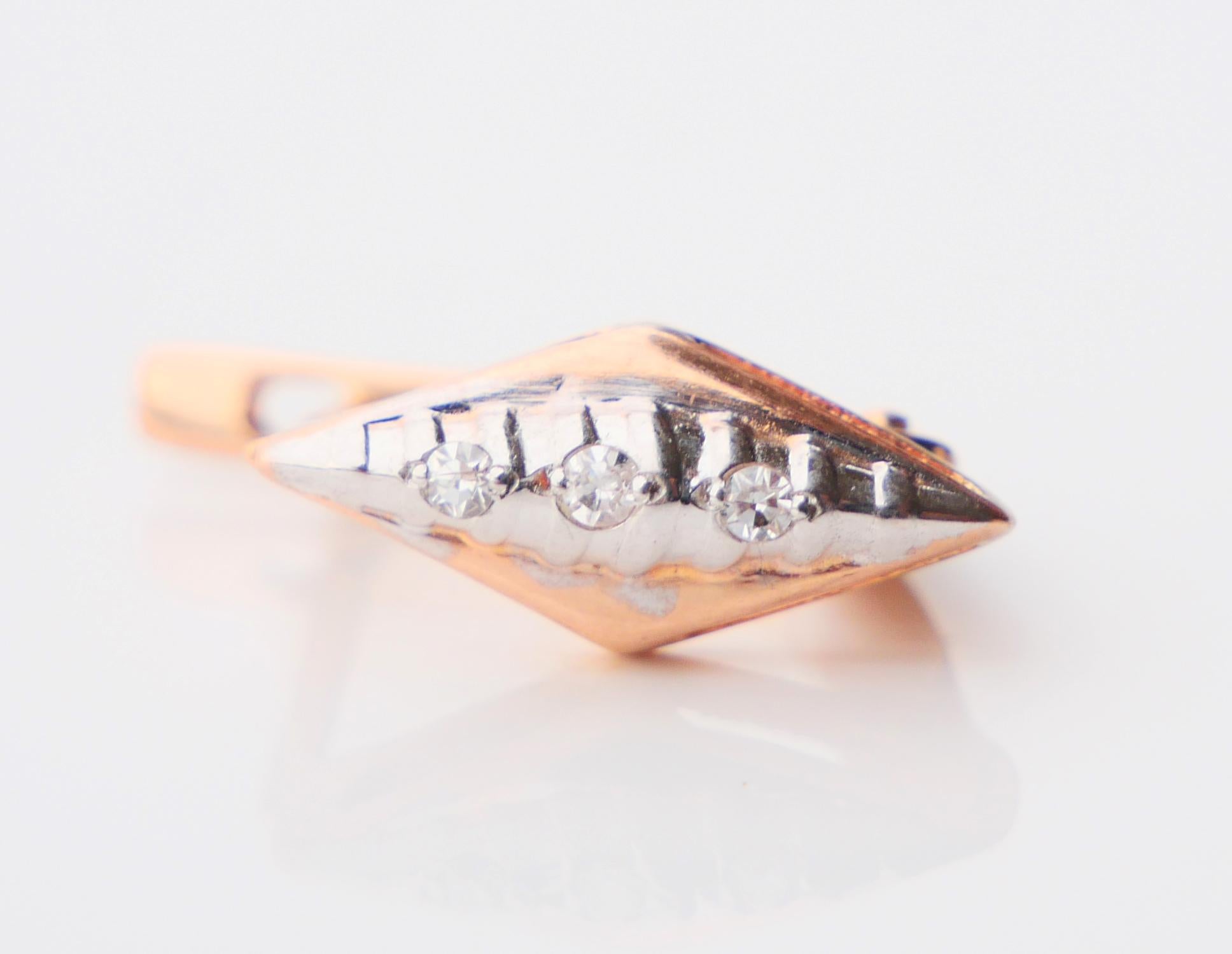 1987 USSR Russian Earrings Diamonds solid 14K Rose White Gold / 3.25gr en vente 1