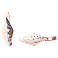 1987 USSR Russian Earrings Diamonds solid 14K Rose White Gold / 3.25gr