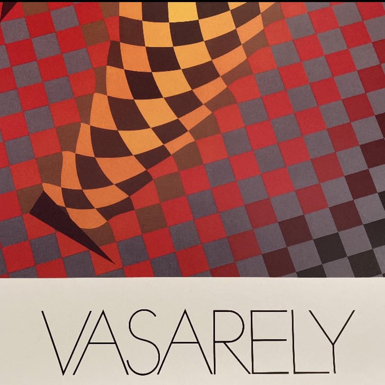 1987 Victor Vasarely „Clown (Rot)“ Offset-Lithographie (Schwedisch) im Angebot