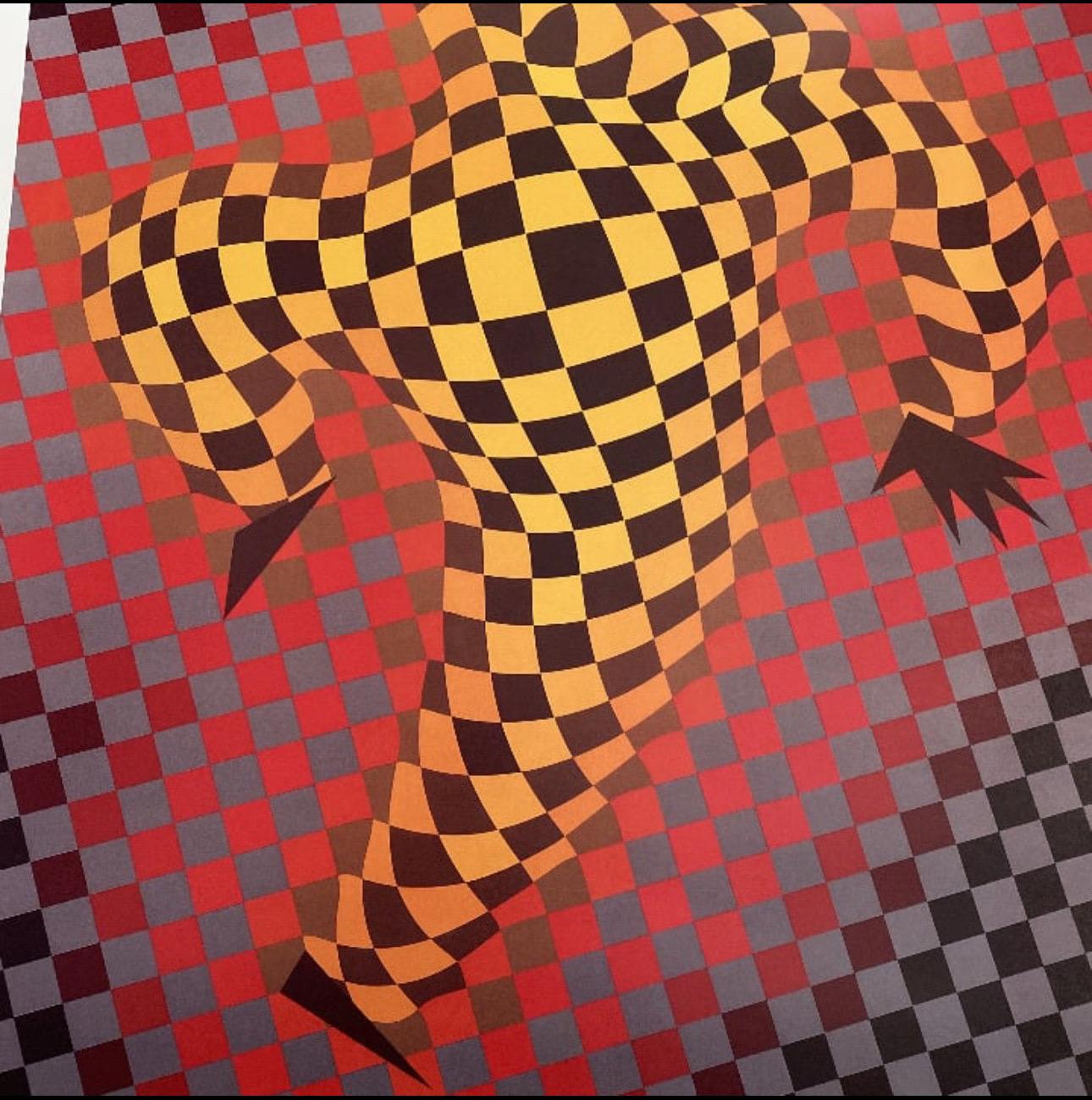 1987 Victor Vasarely „Clown (Rot)“ Offset-Lithographie im Angebot 1