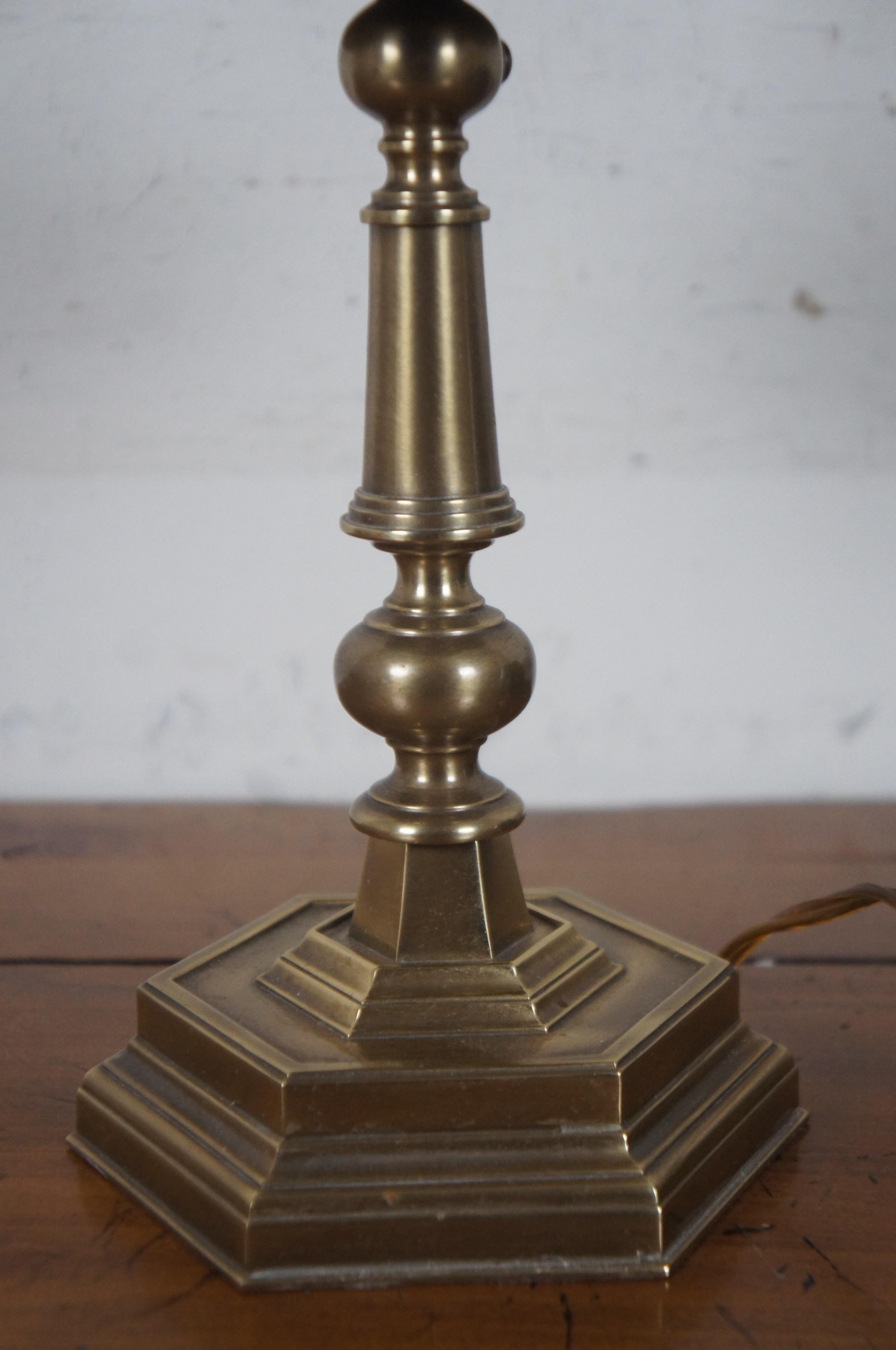 1987 Vintage Frederick Cooper Brass 2 Light French Bouillotte Table Lamp For Sale 3