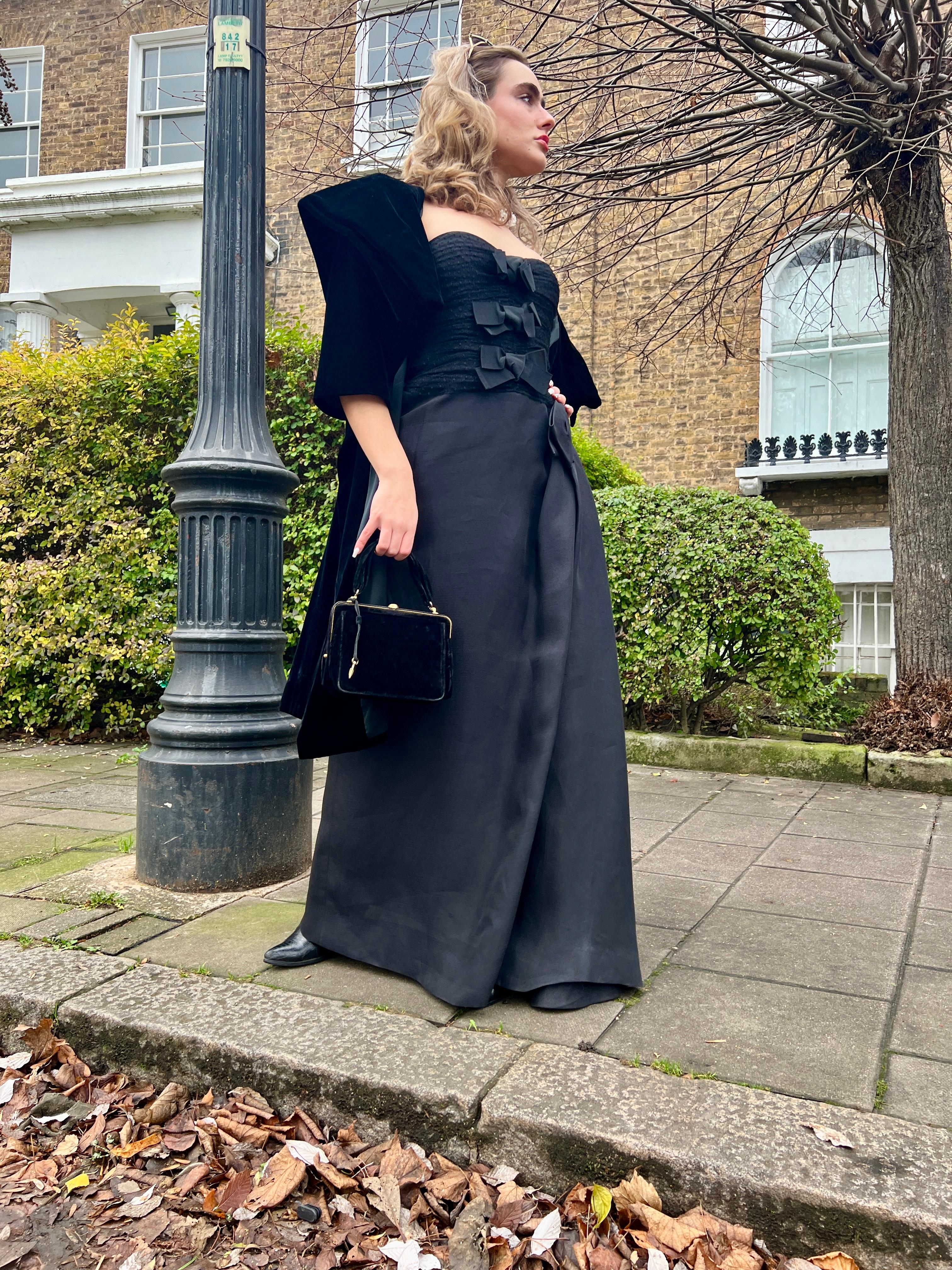 1987 Yves Saint Laurent Documented Strapless Black Column Dress For Sale 2