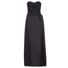 Vintage 1987 Yves Saint Laurent Documented Strapless Black Column Dress