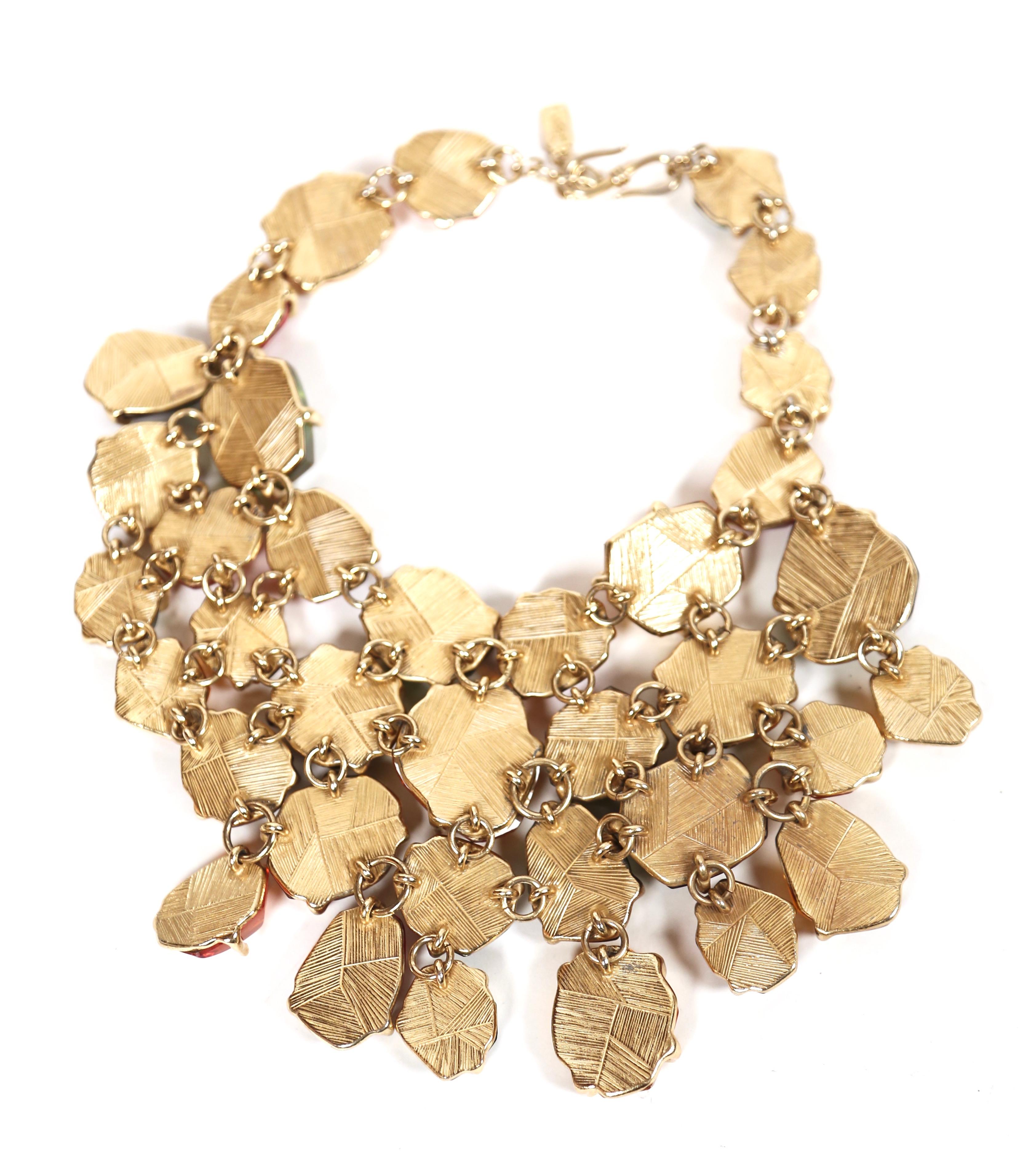 1987 YVES SAINT LAURENT multi-color faceted 'stones' bib necklace 1