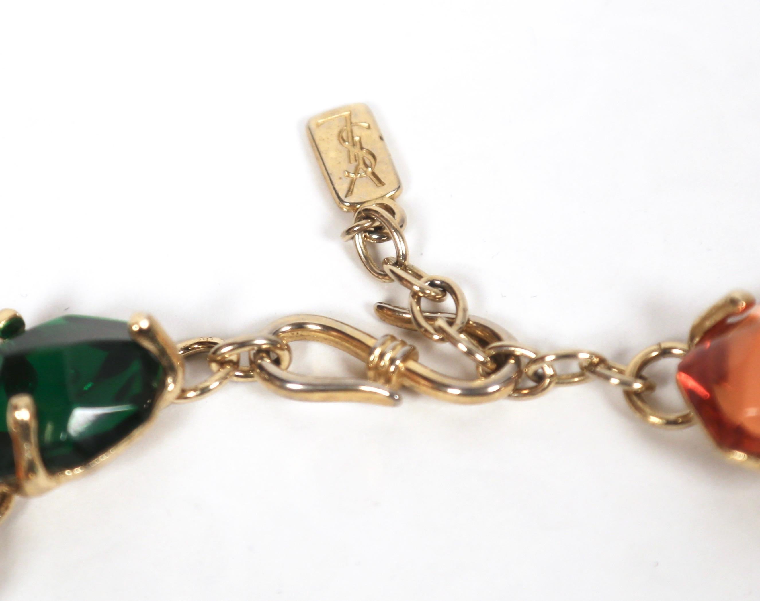 1987 YVES SAINT LAURENT multi-color faceted 'stones' bib necklace 2