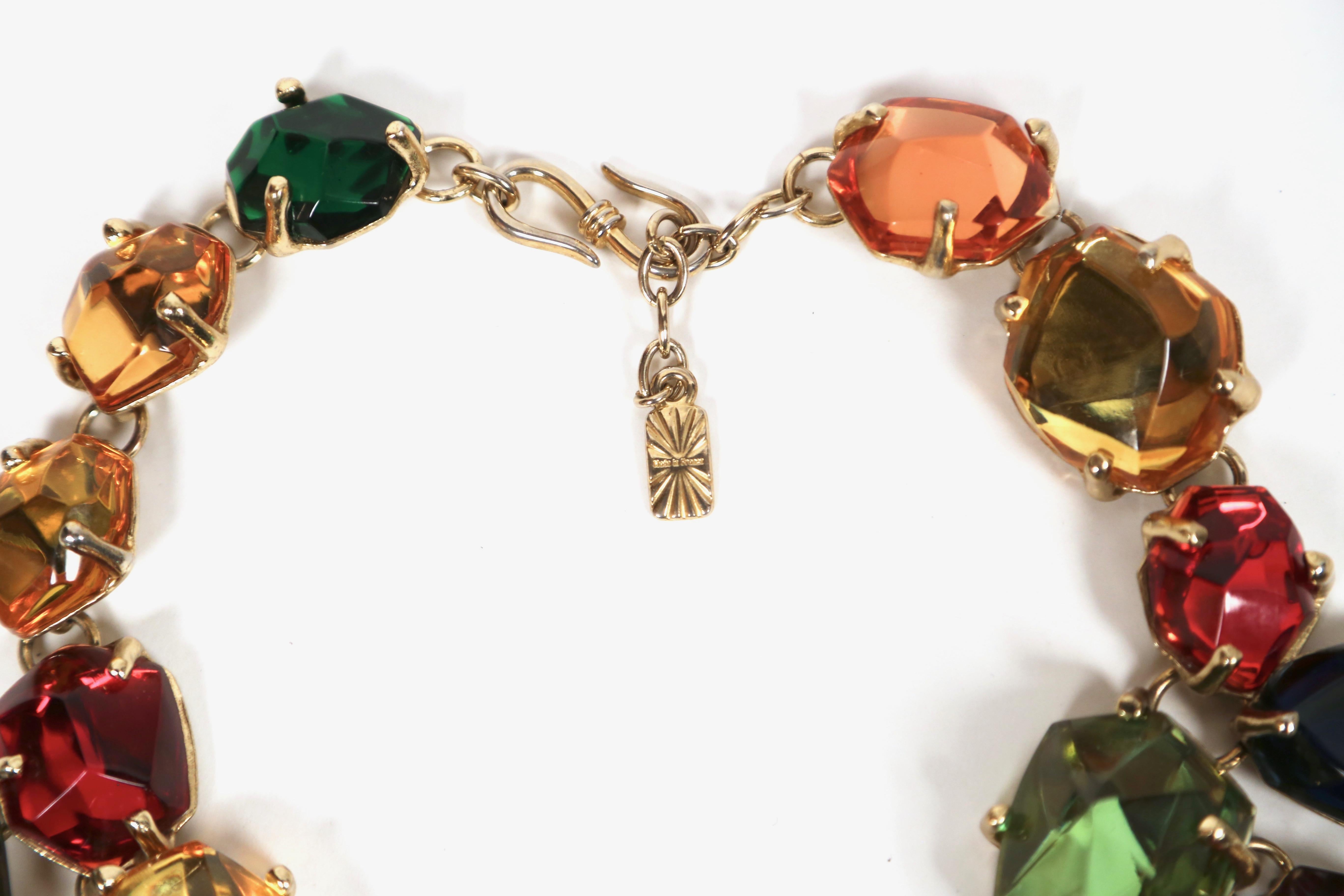 1987 YVES SAINT LAURENT multi-color faceted 'stones' bib necklace 3