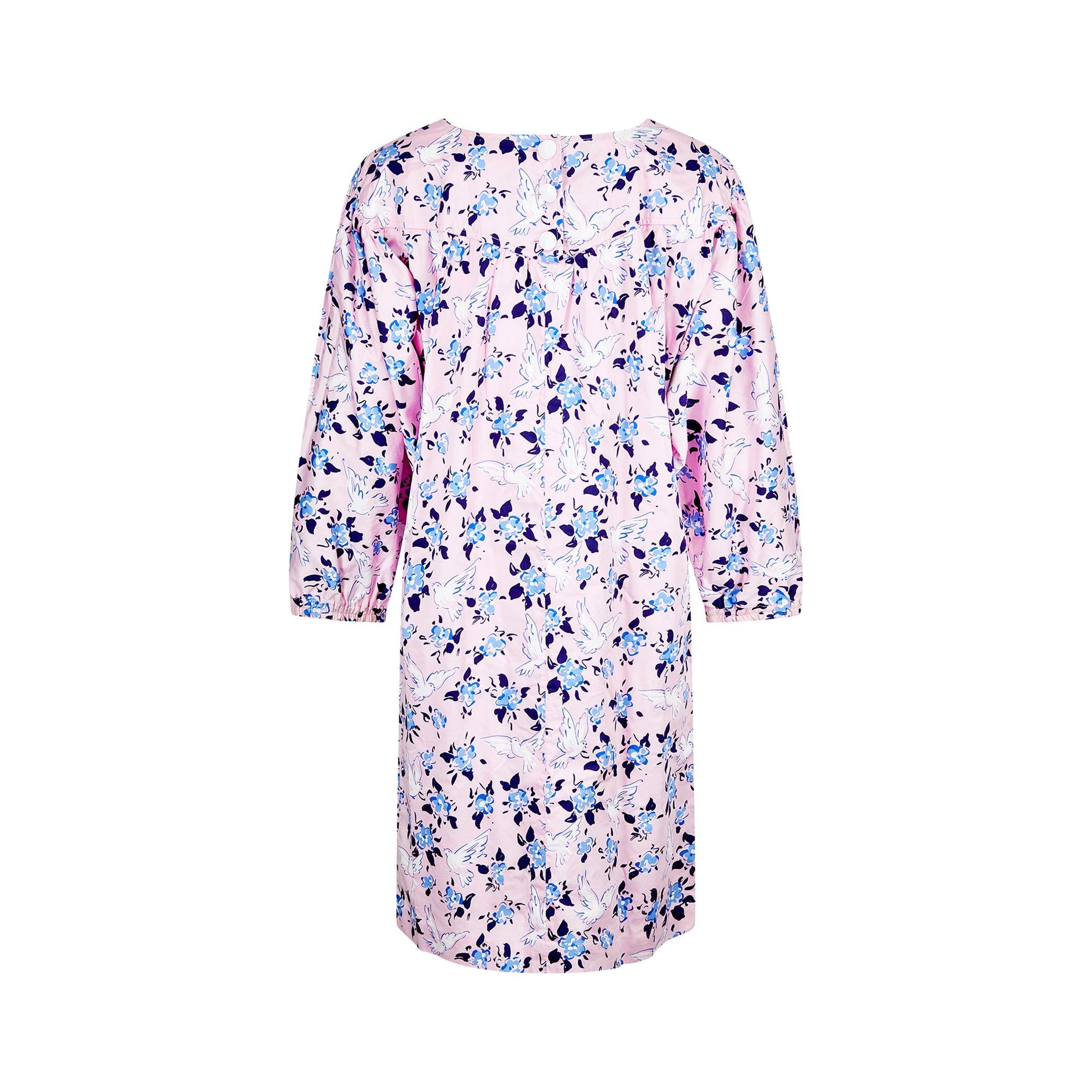 Gray 1987 Yves Saint Laurent Pink Cotton Braque Dove Dress For Sale