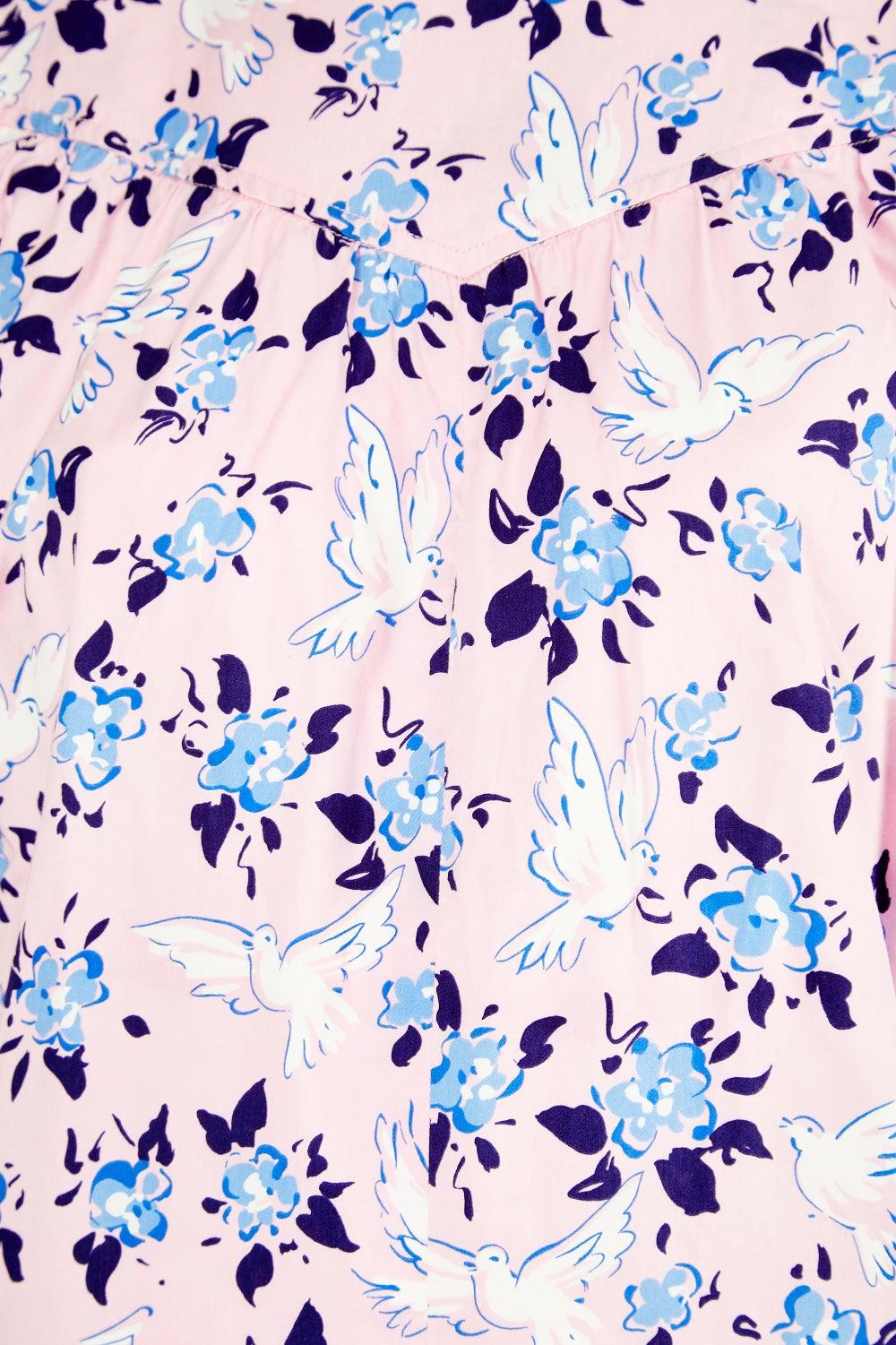 1987 Yves Saint Laurent Pink Cotton Braque Dove Dress In Excellent Condition For Sale In London, GB