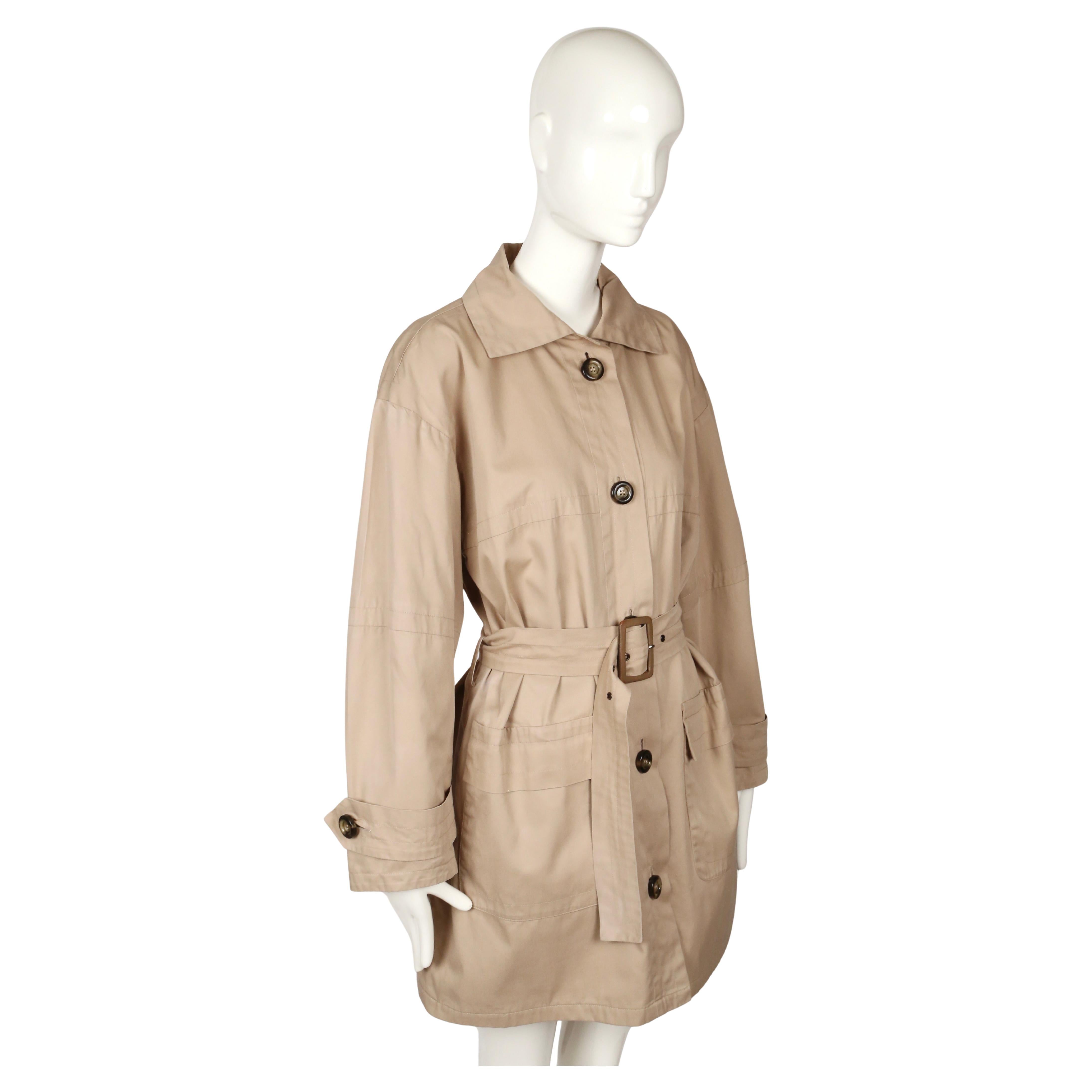 1987 YVES SAINT LAURENT abrigo de algodón color canela Beige en venta