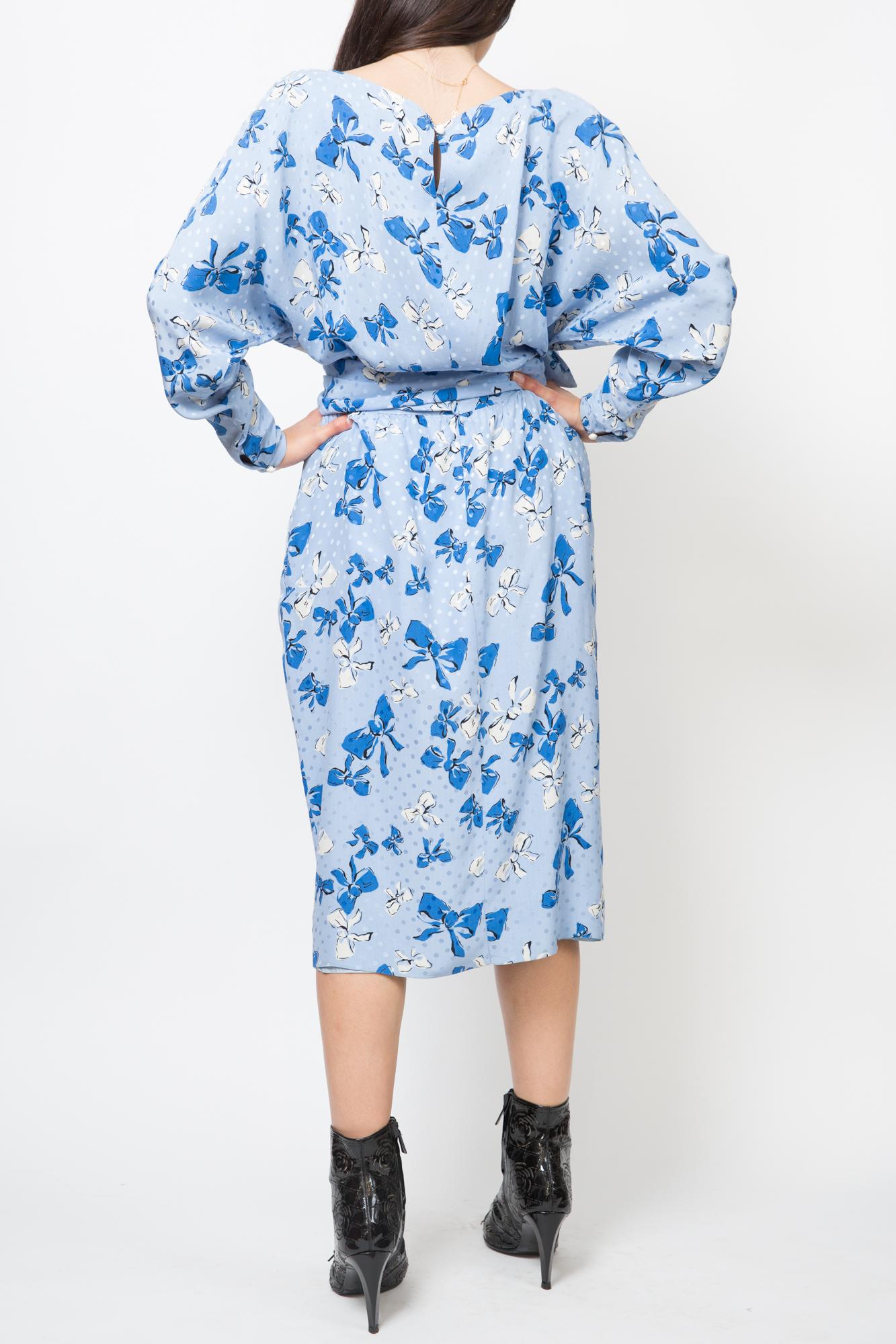 Women's 1987 Yves Saint Laurent YSL Silk Printed Dress For Sale