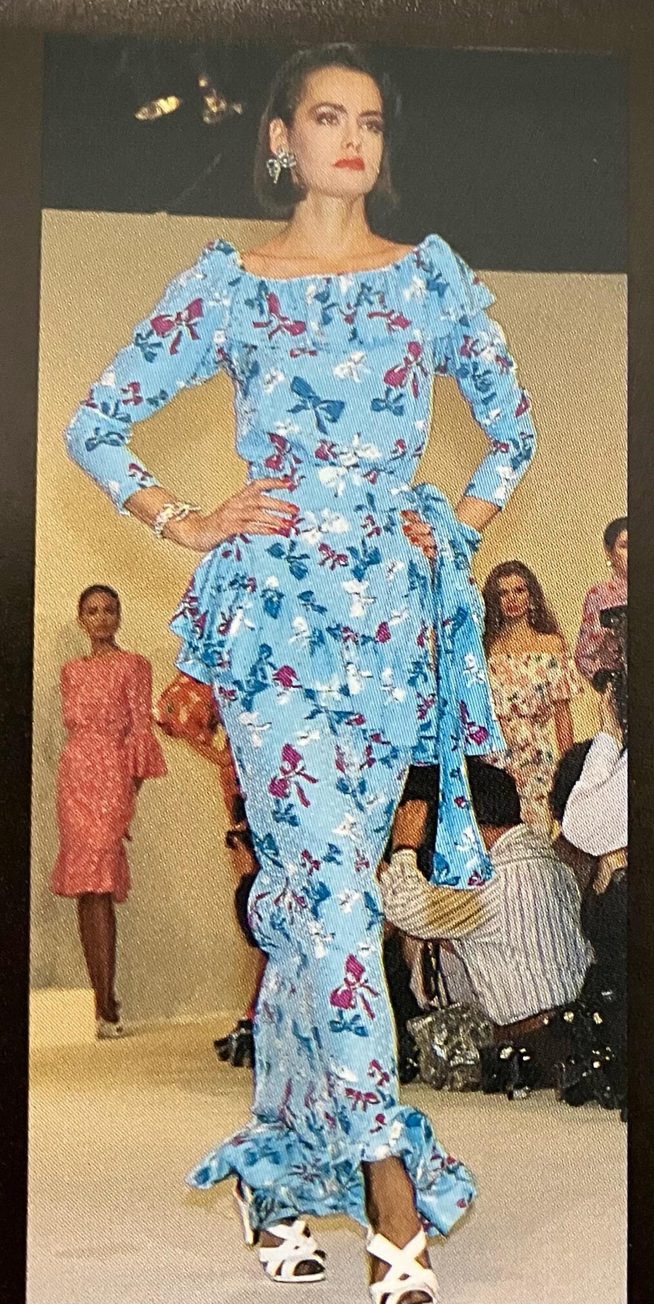 1987 Yves Saint Laurent YSL Silk Printed Dress For Sale 4