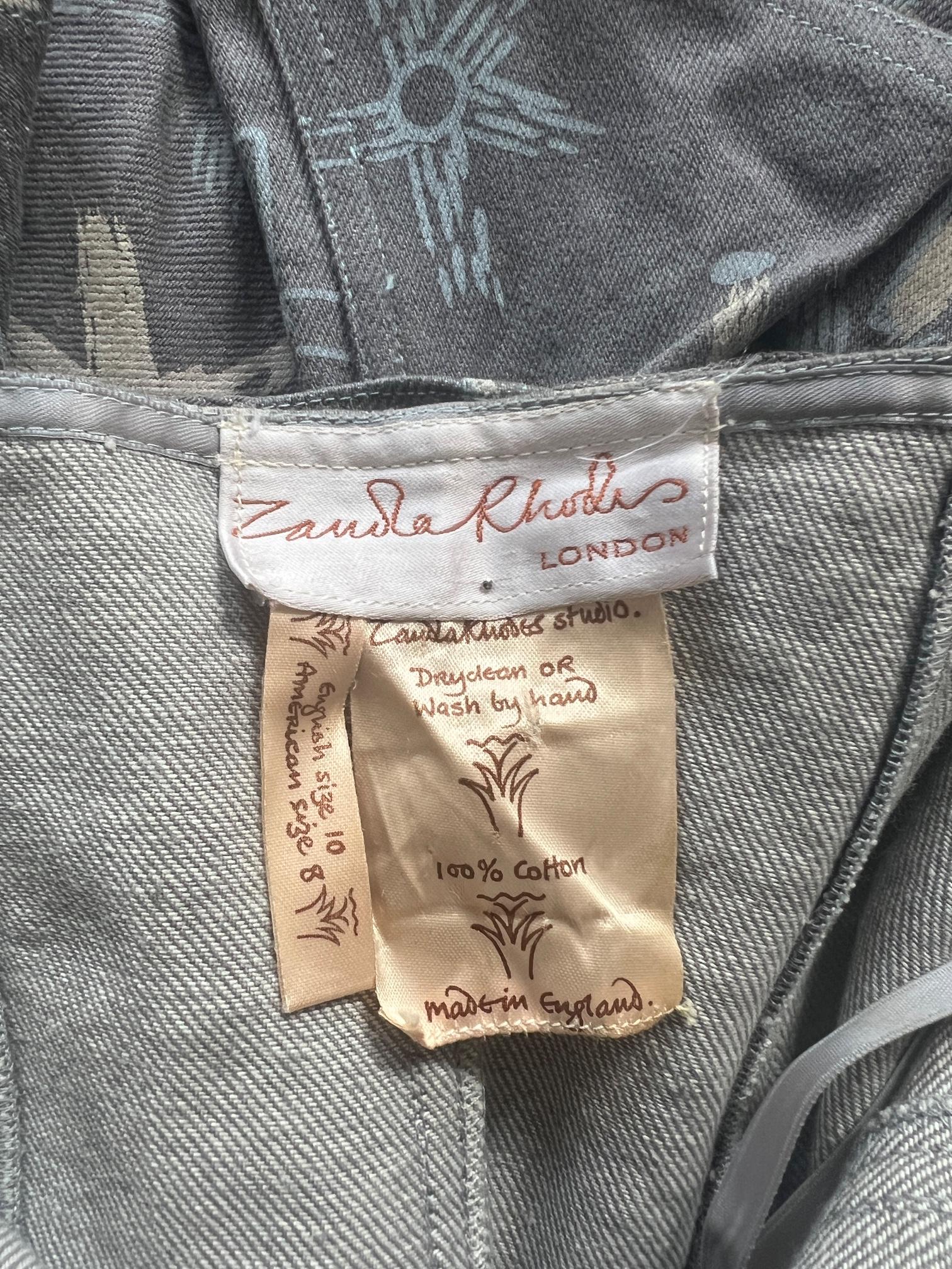 Women's 1987 Zandra Rhodes Grey Denim Ra Ra Dress For Sale