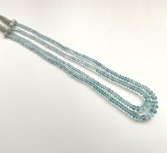 198.75 Carats Aquamarine Beads Plain 2 Strand Necklace Top Quality Natural Gem