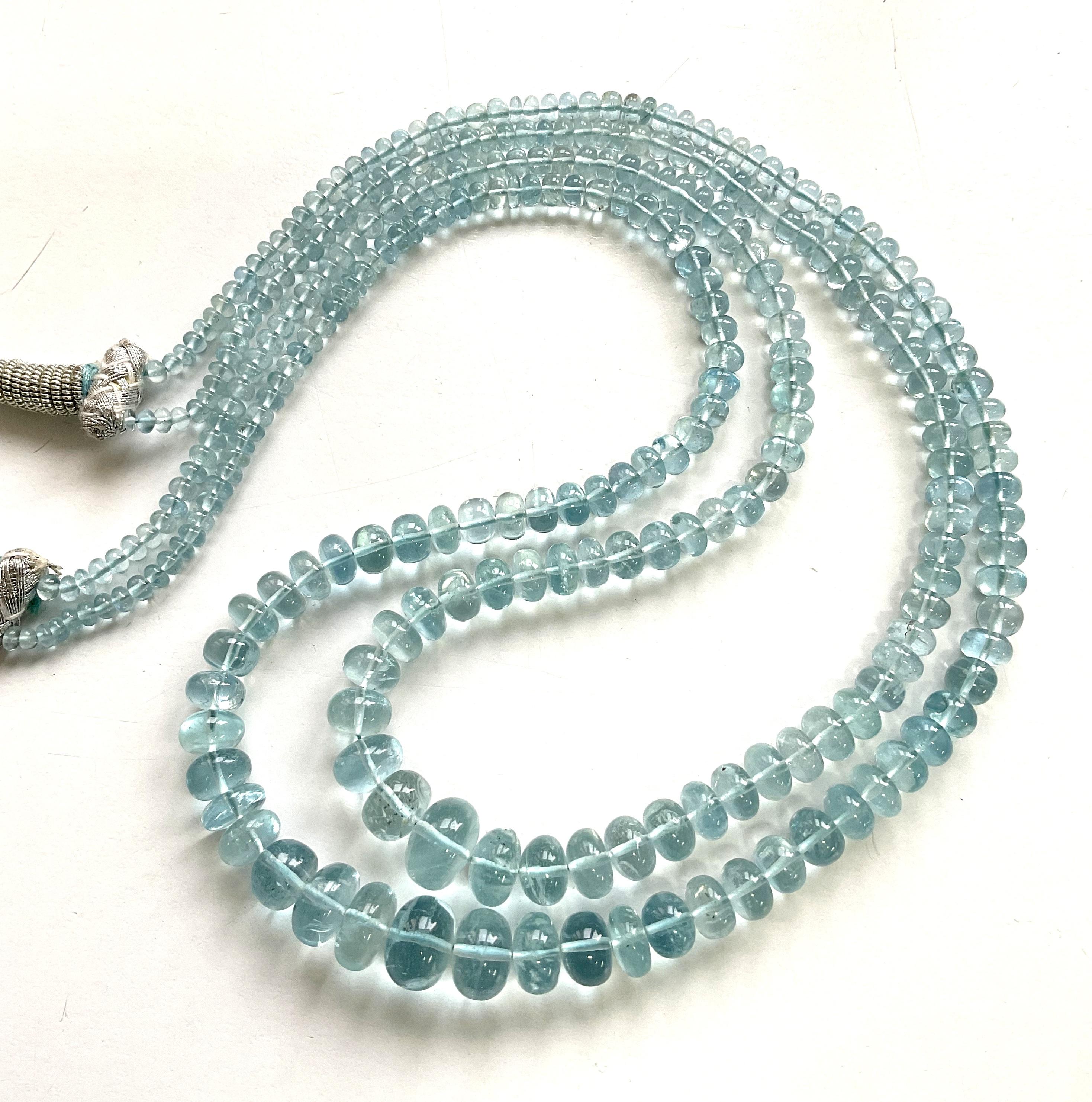 198,75 carati di perle di acquamarina in una collana a 2 fili di alta qualità Nature In condizioni Nuovo in vendita a Jaipur, RJ