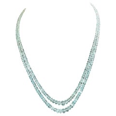 198,75 Karat Aquamarin Perlen Plain 2 Strang Halskette Top Qualität natürlichen Edelstein