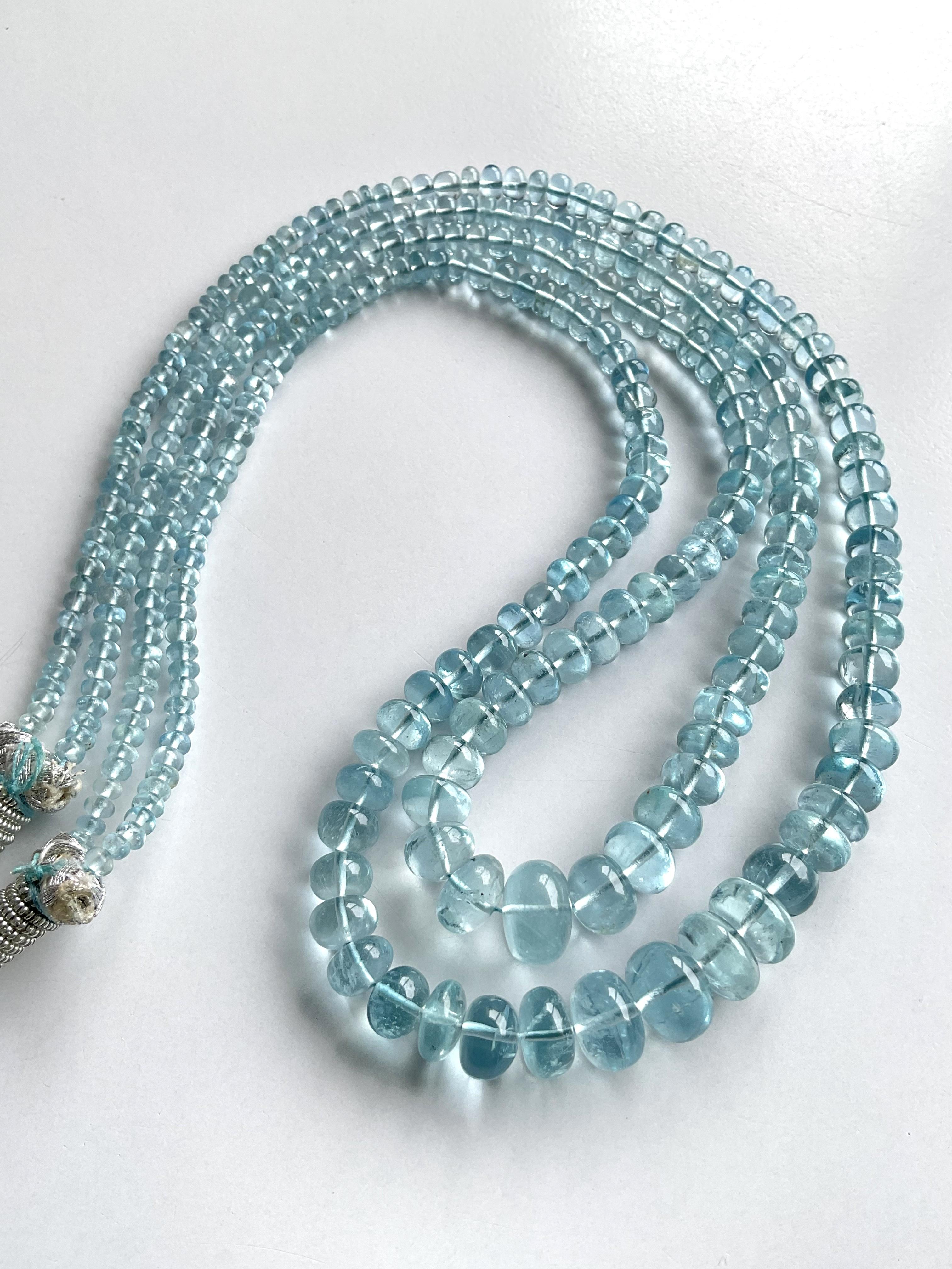 198.75 Carats Aquamarine Necklace Beads 2 Strands Top Quality Natural Gemstones For Sale 1