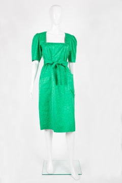 1987s Yves Saint Laurent YSL Green Cotton Dress