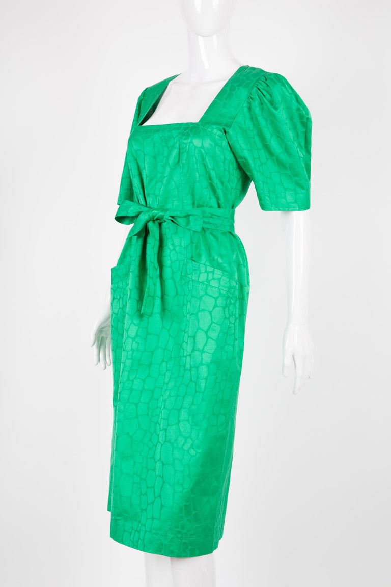 ysl green dress 1958 Christian Dior by Yves Saint Laurent Emerald Green Cocktail Dress