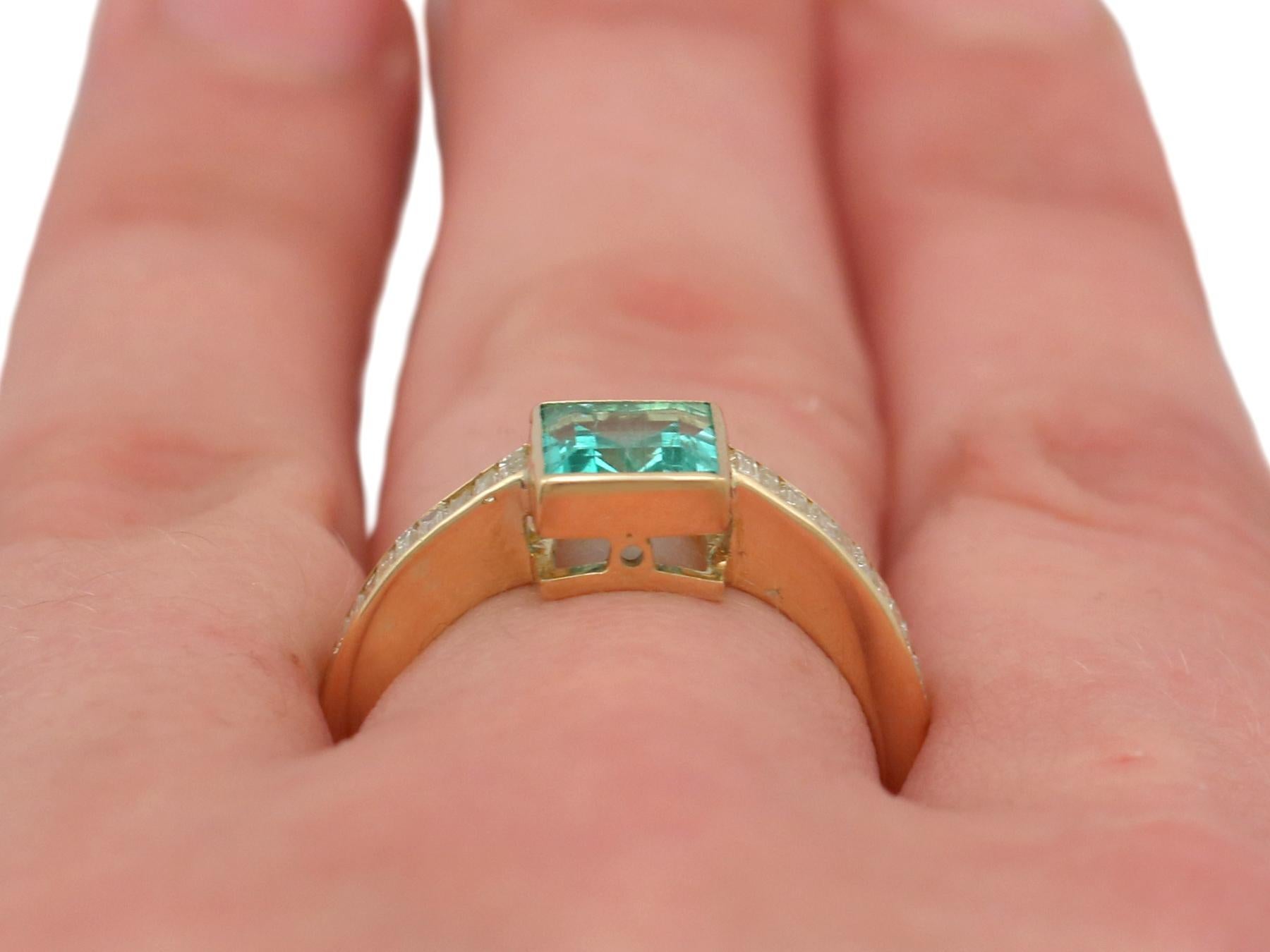 1988 1.10 Carat Emerald and Diamond Yellow Gold Cocktail Ring 1
