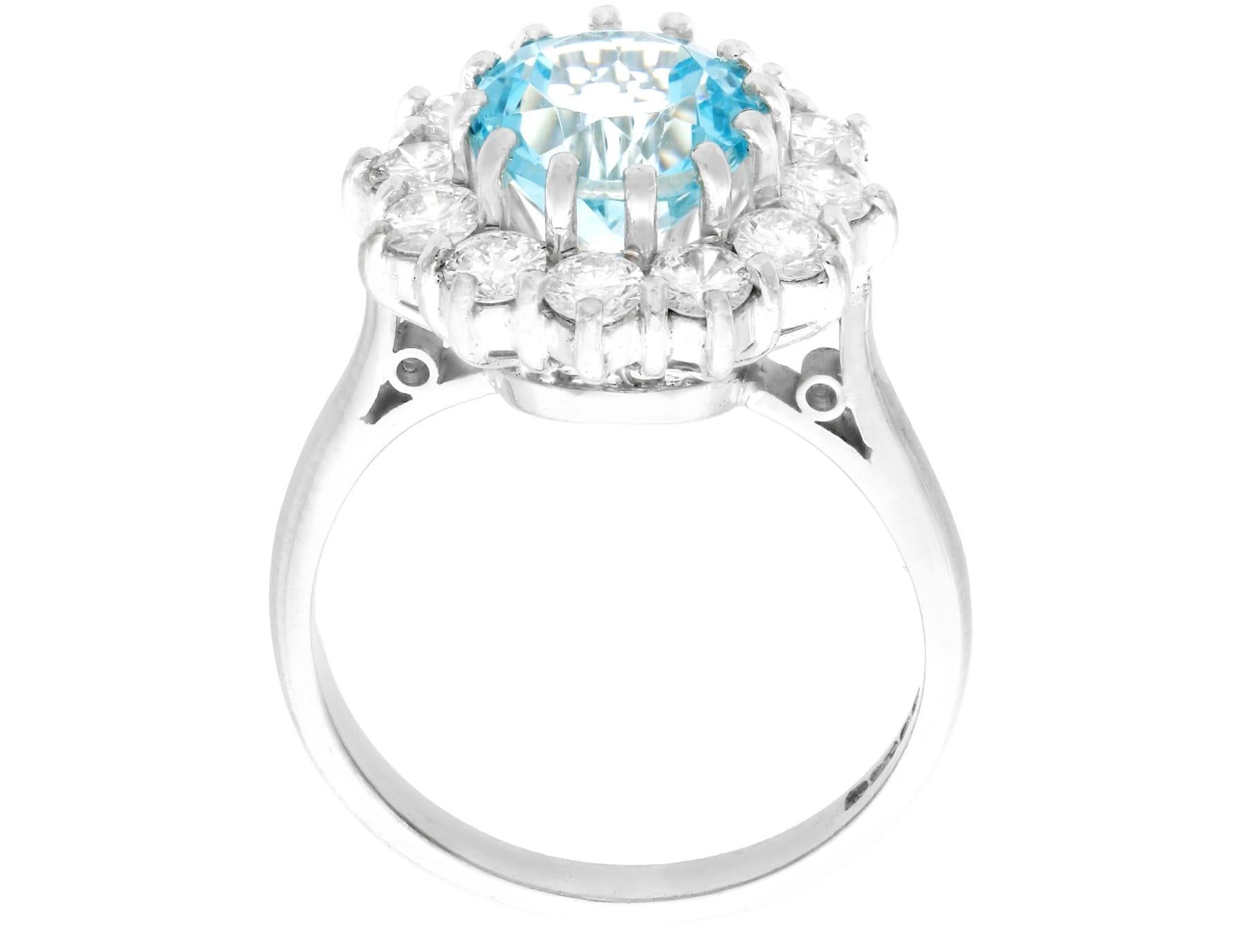 De las mujeres 1988 Anillo en racimo de oro blanco con topacio de 2,60 quilates y diamantes de 1,04 quilates en venta