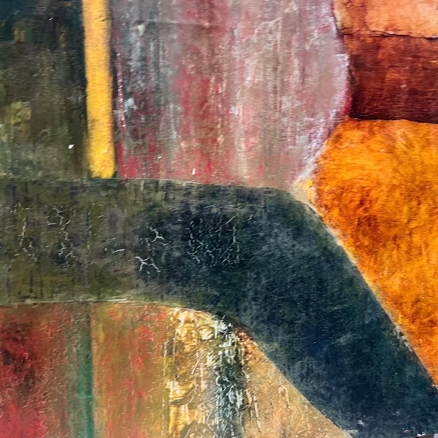 Abstraktes kubistisches Original-Ölgemälde auf Leinwand, C. Martin Tschaen, 1988 im Angebot 5