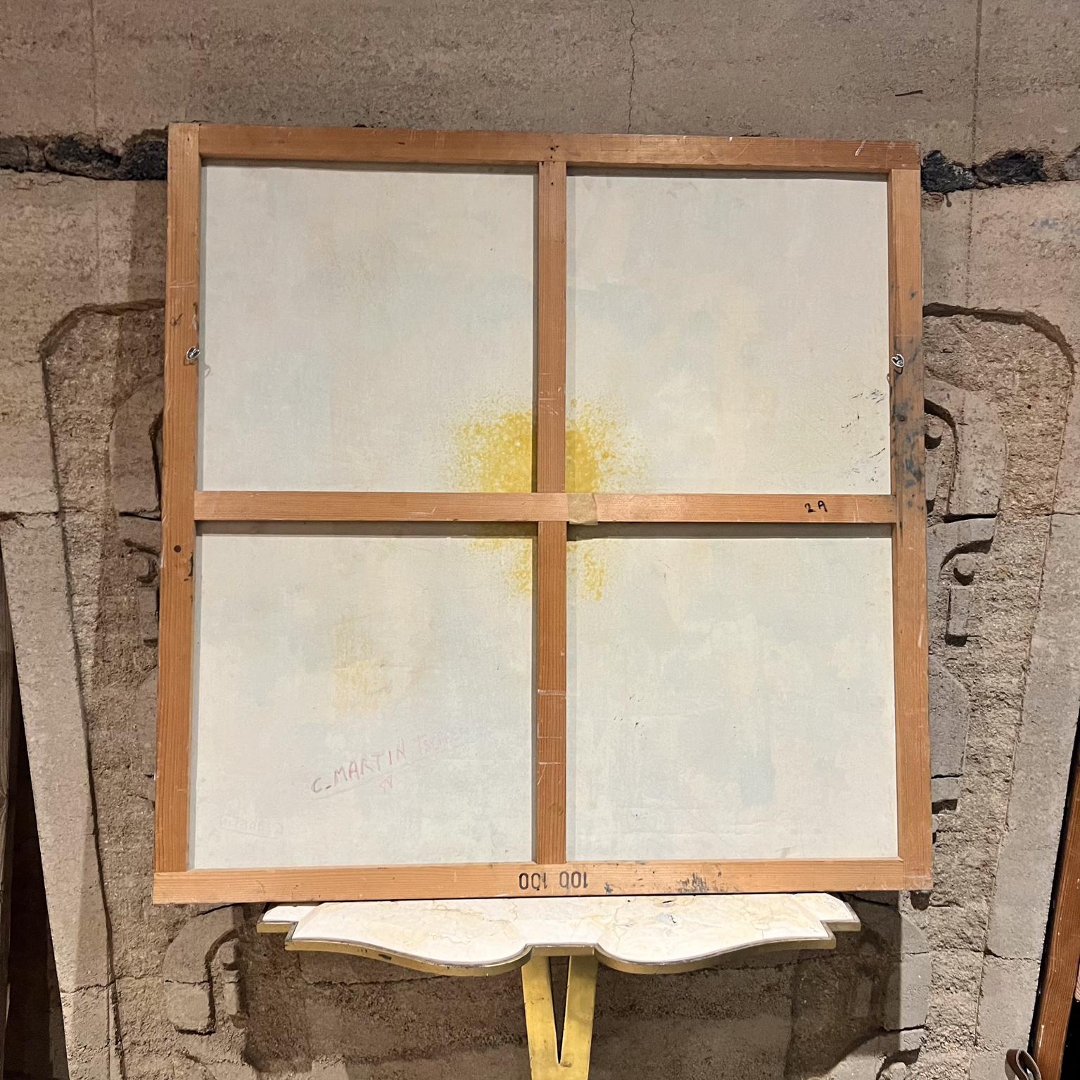 Abstraktes kubistisches Original-Ölgemälde auf Leinwand, C. Martin Tschaen, 1988 im Angebot 1