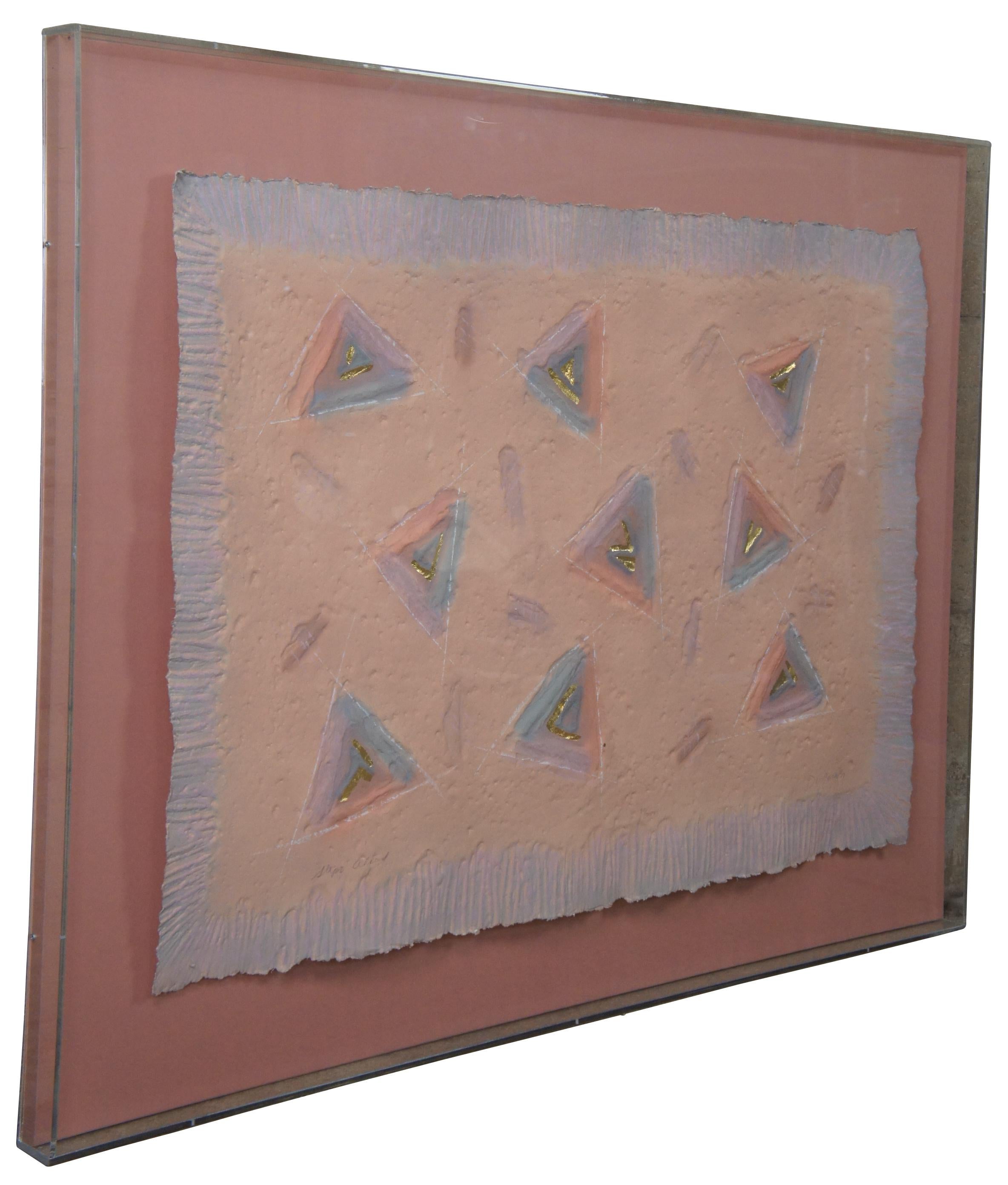 1988 Ann Dergara, Gemälde in Mischtechnik. Handgeschnitzte und farbige Prägung von einer Platte auf einer Ätzpresse. Das handgefertigte 