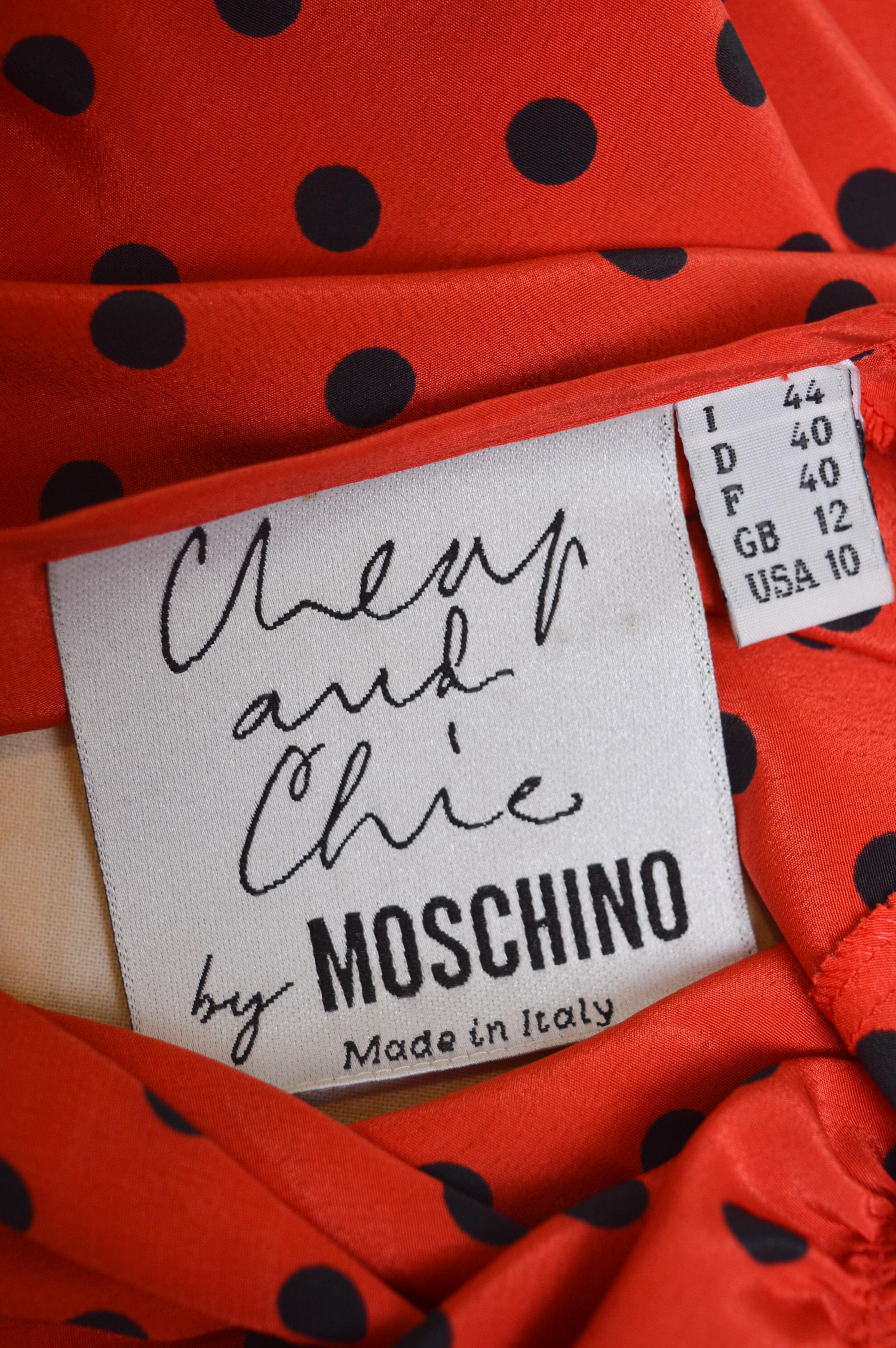 1988 Archival Moschino Runway Red & Black Polka Dot Crop top - Camicetta a portafoglio in vendita 2