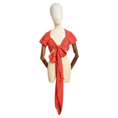1988 Archival Moschino Runway Red & Black Polka Dot Crop top - Camicetta a portafoglio