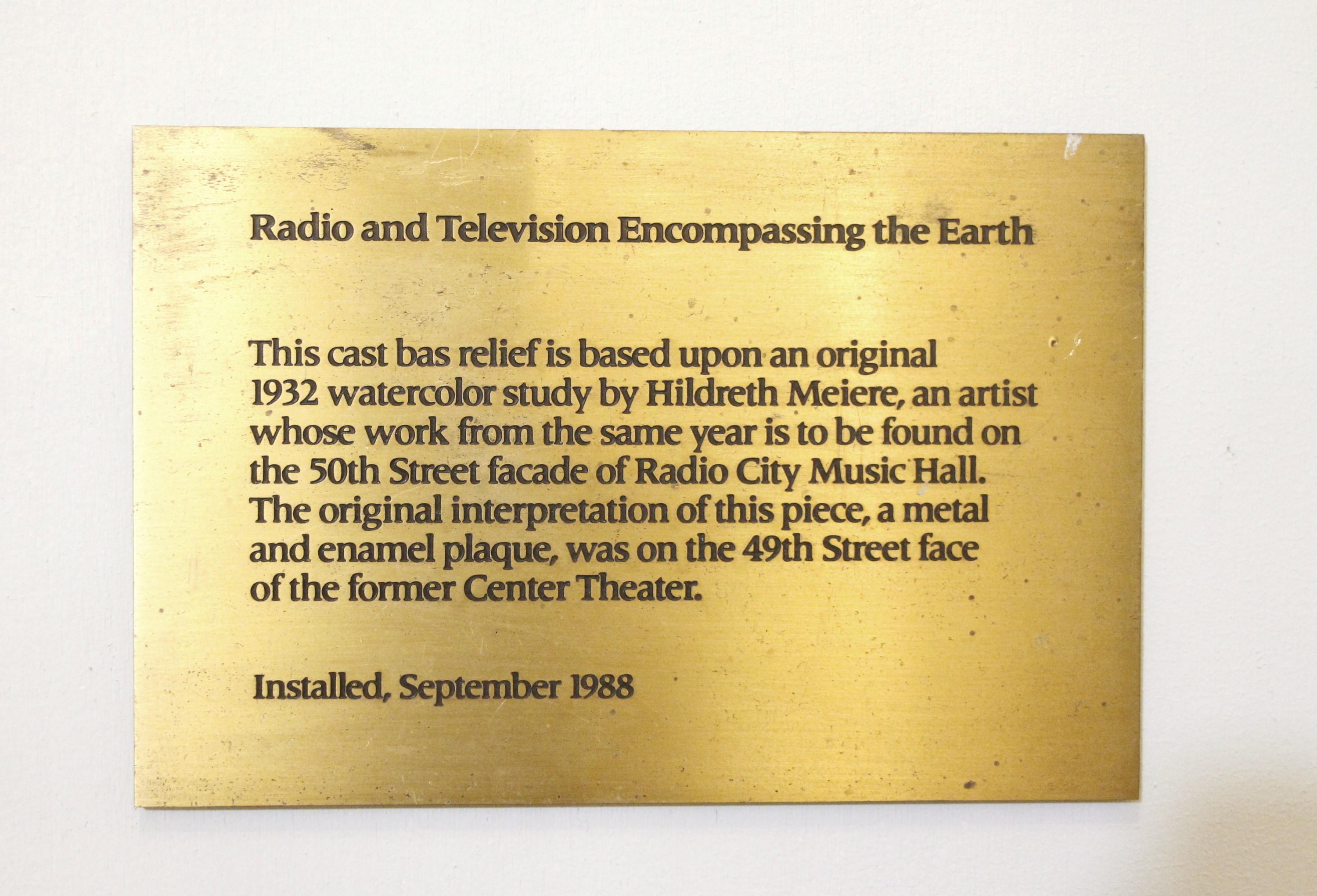 1988 Radio and TV Encompassing the Earth Sculpture Hildreth Meière For Sale 7