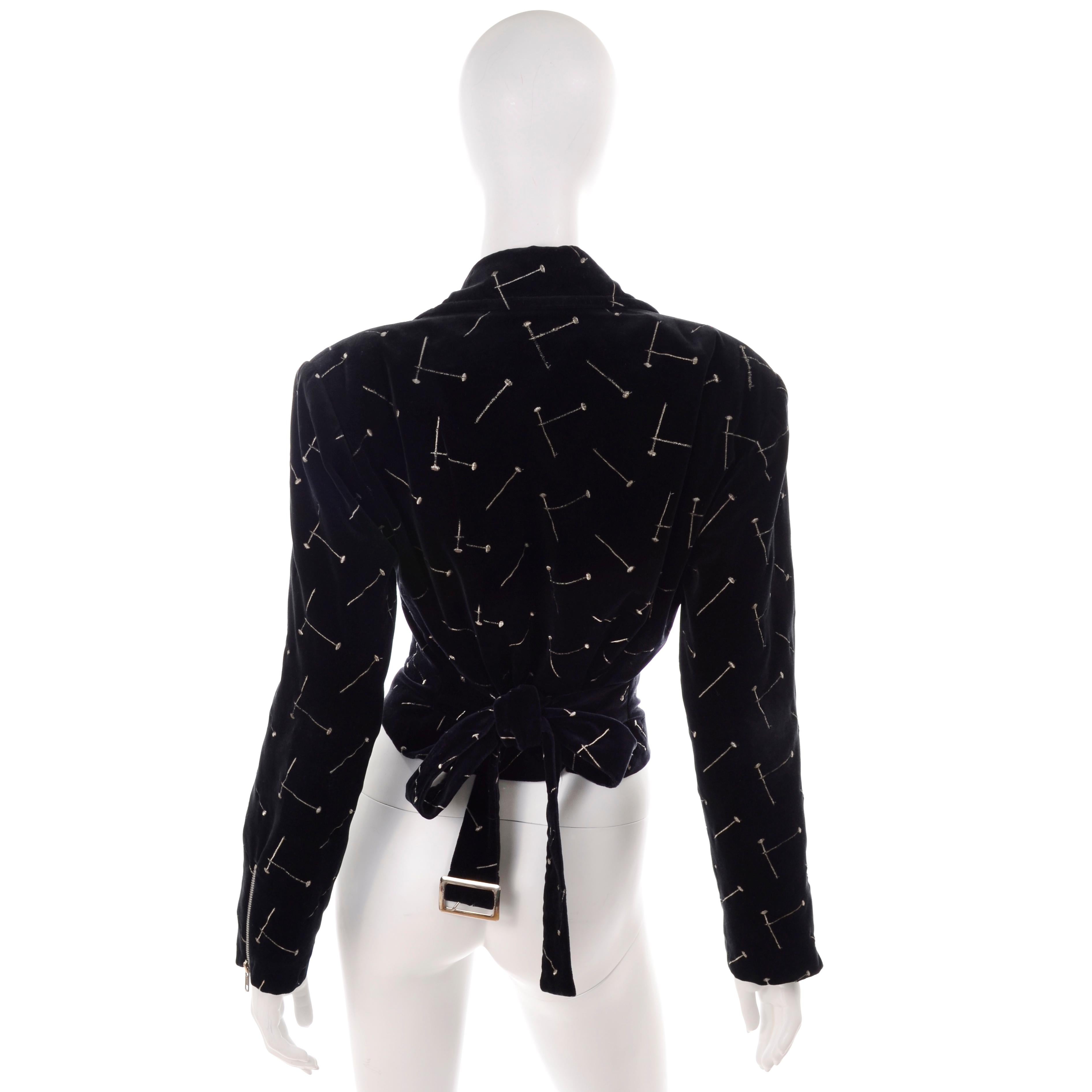 Women's 1988 Avant Garde Patrick Kelly Paris Vintage Black Jacket w Gold & SIlver Nails