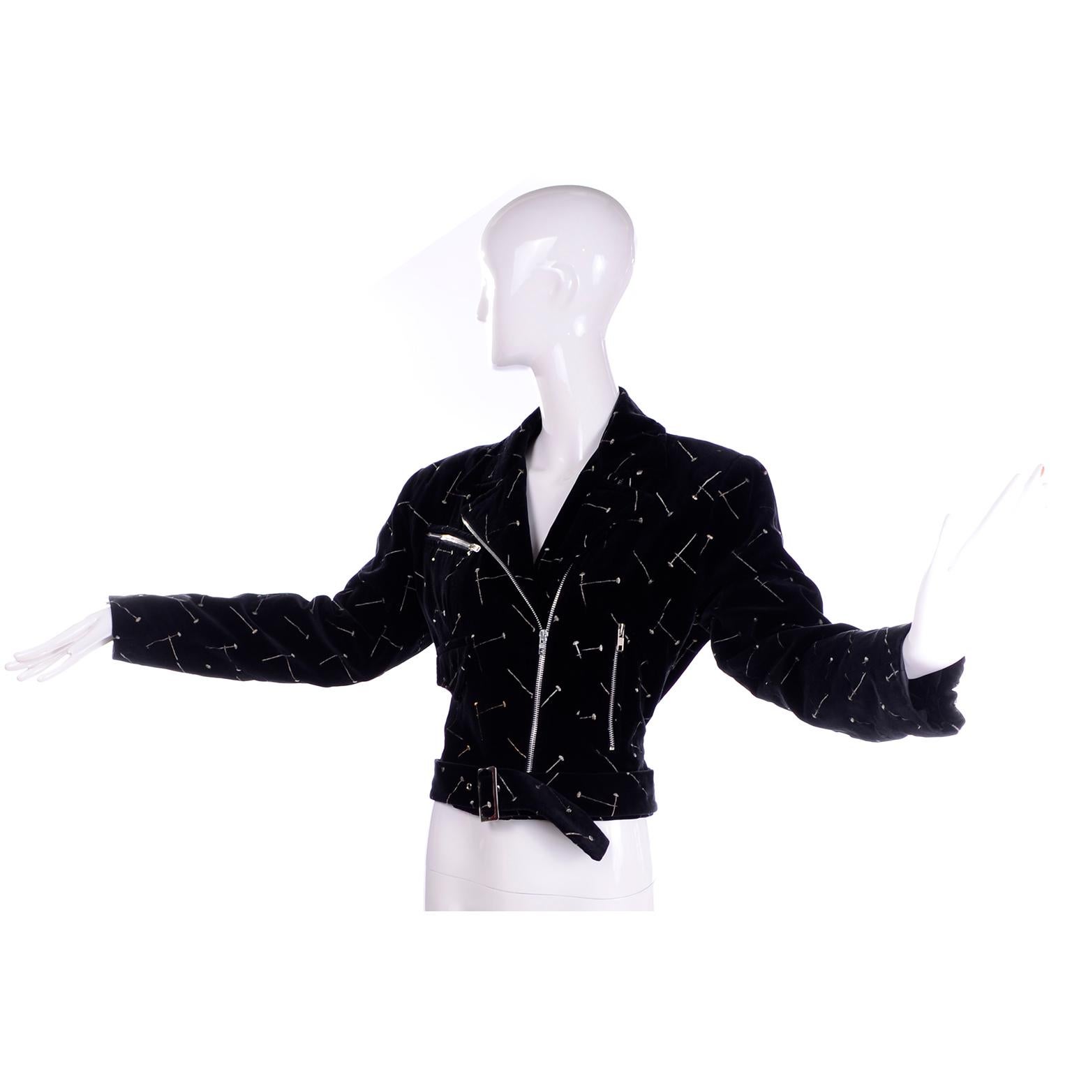 1988 Avant Garde Patrick Kelly Paris Vintage Black Jacket w Gold & SIlver Nails 2