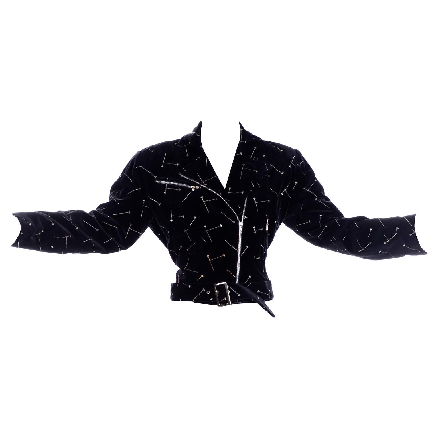 1988 Avant Garde Patrick Kelly Paris Vintage Black Jacket w Gold & SIlver Nails