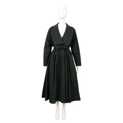 1988 AZZEDINE ALAIA black voluminous skirted RUNWAY coat