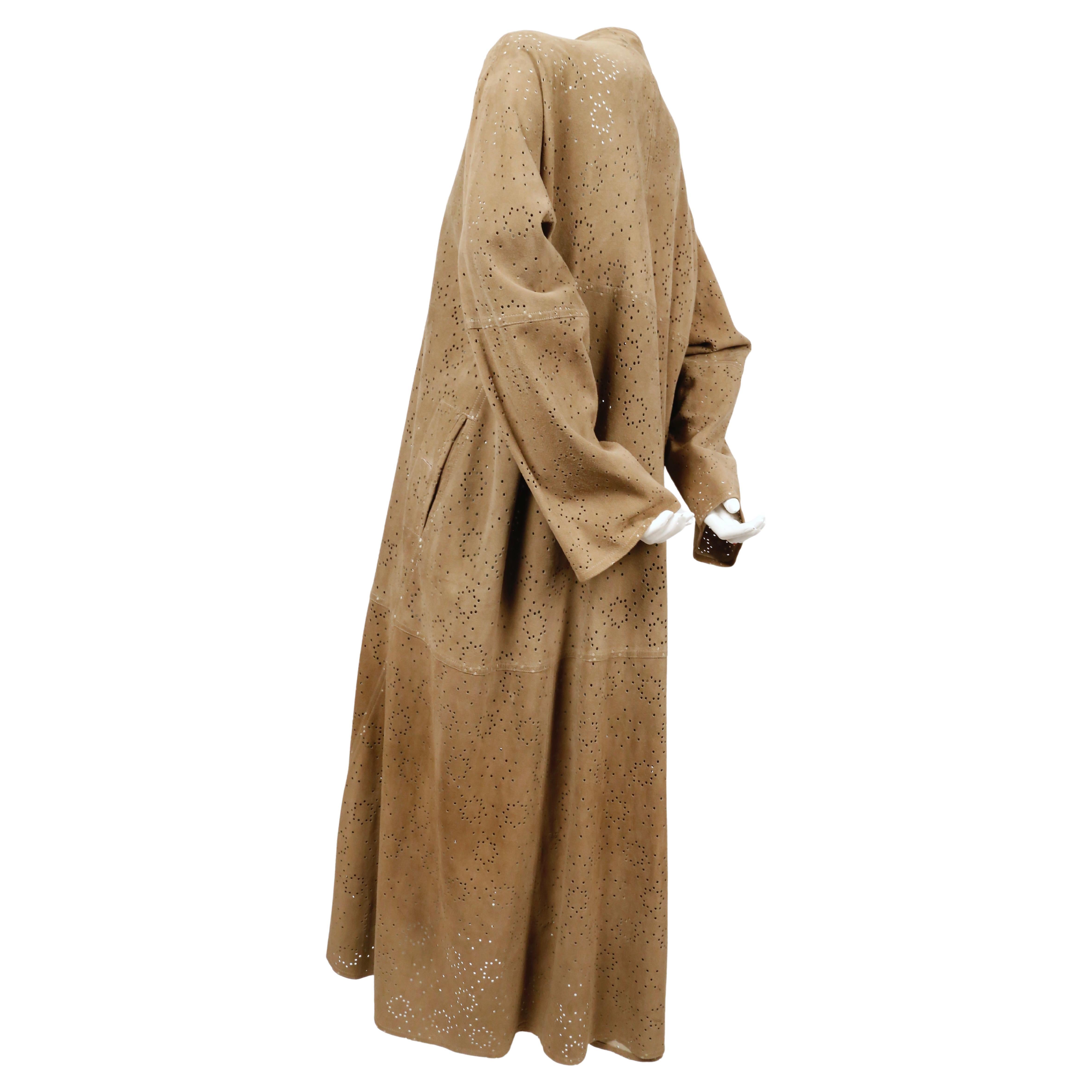 1988 AZZEDINE ALAIA suede laser cut coat In Good Condition For Sale In San Fransisco, CA