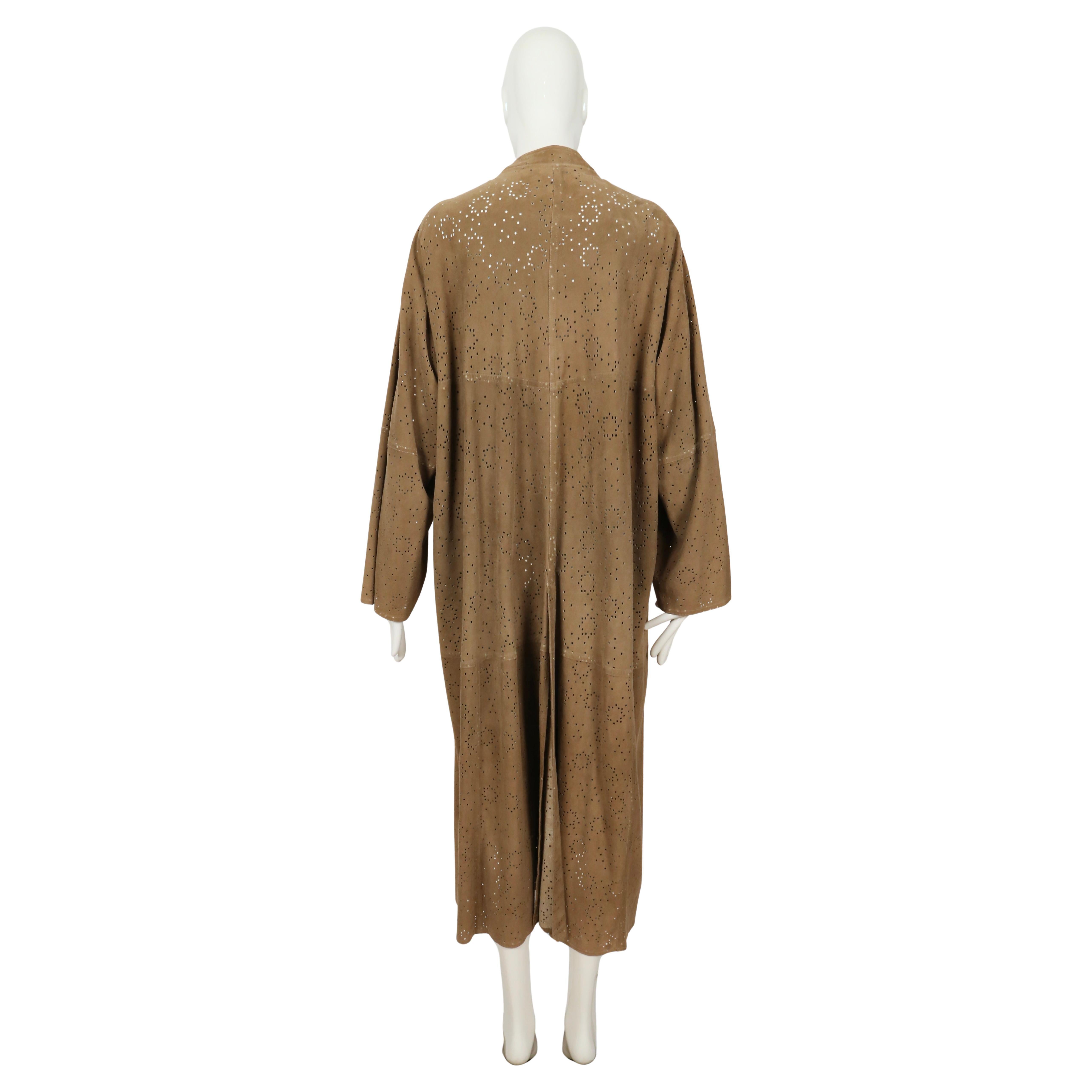 1989 AZZEDINE ALAIA suede laser cut RUNWAY coat For Sale 5
