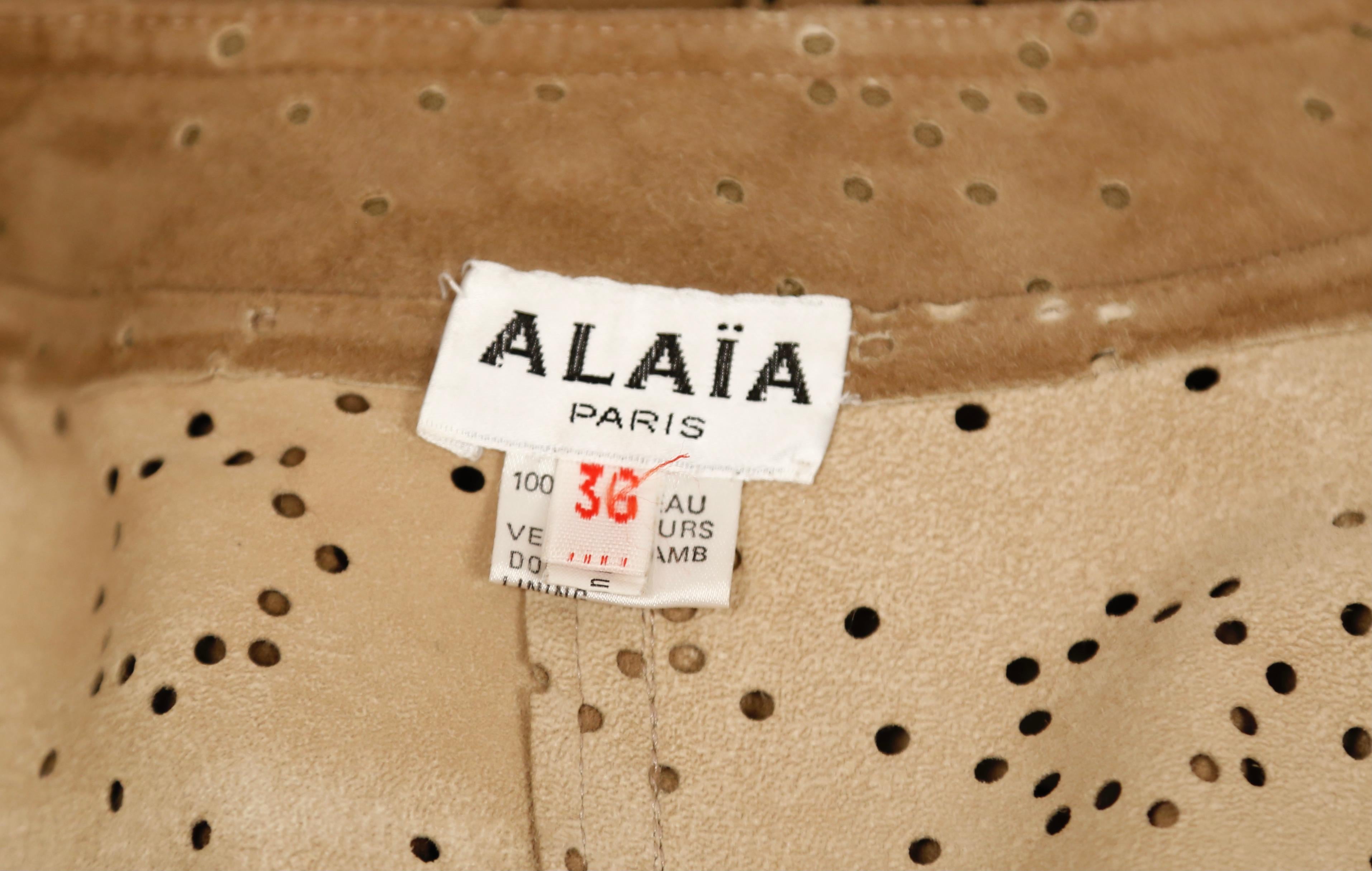 1989 AZZEDINE ALAIA suede laser cut RUNWAY coat For Sale 6
