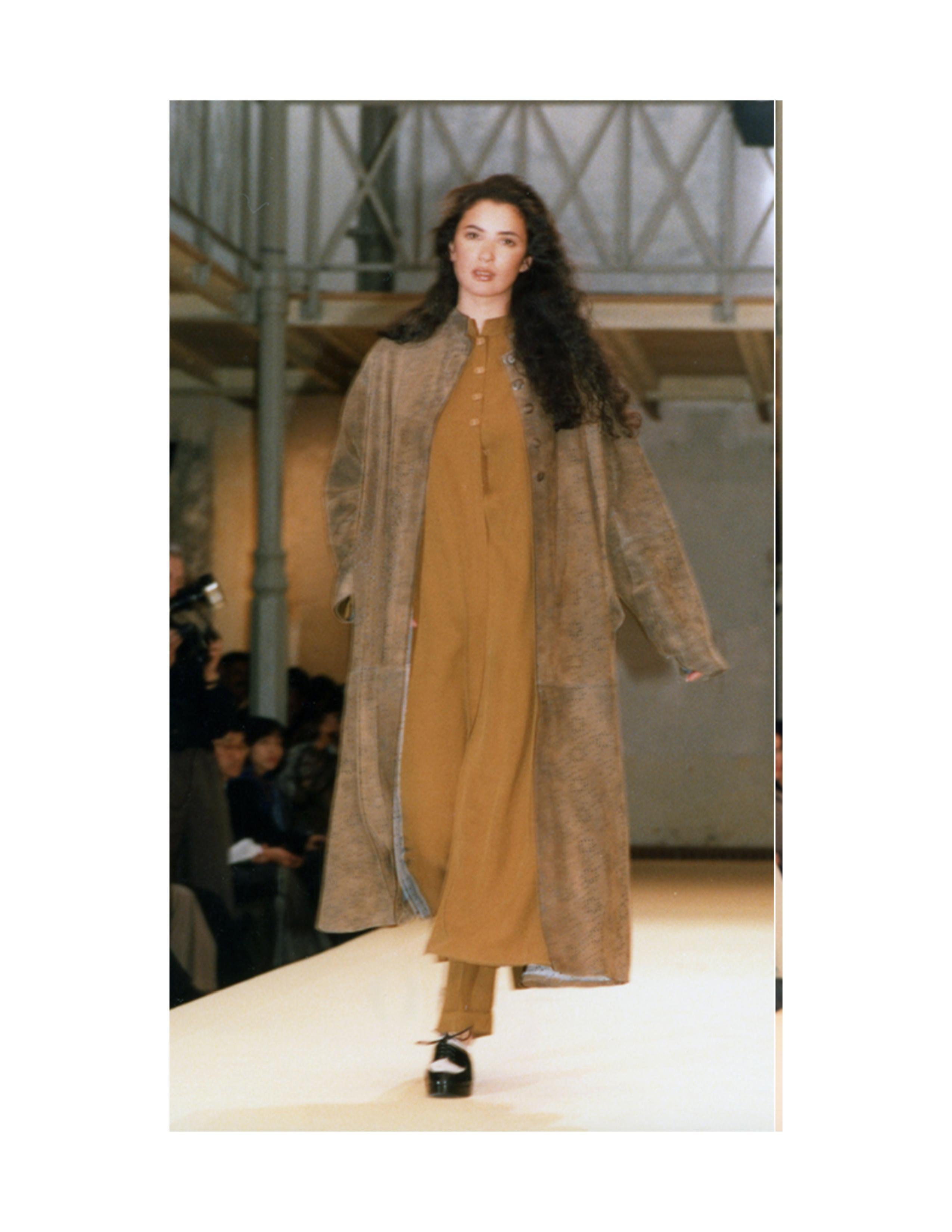 1989 AZZEDINE ALAIA suede laser cut RUNWAY coat For Sale 7