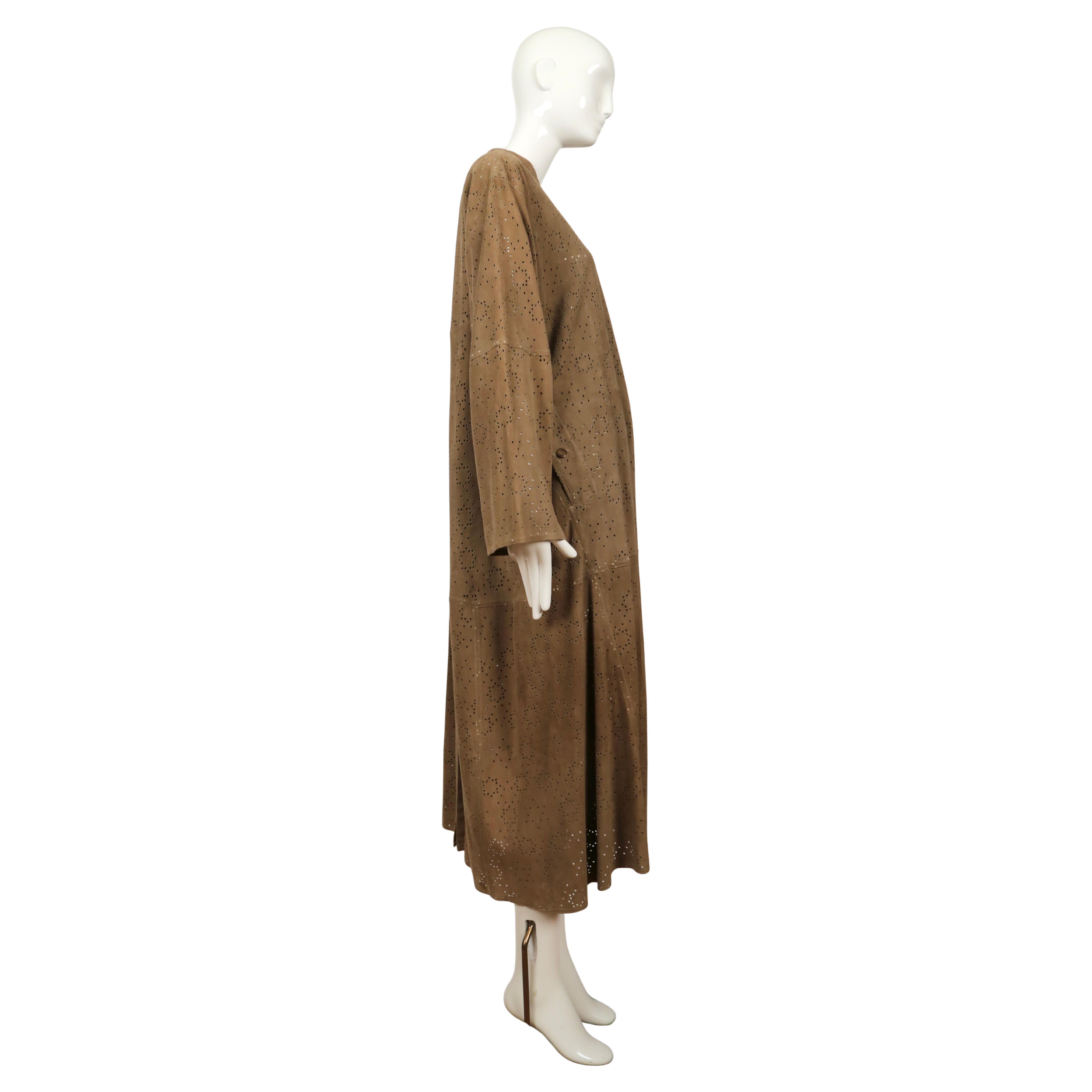 Women's or Men's 1989 AZZEDINE ALAIA suede laser cut RUNWAY coat For Sale