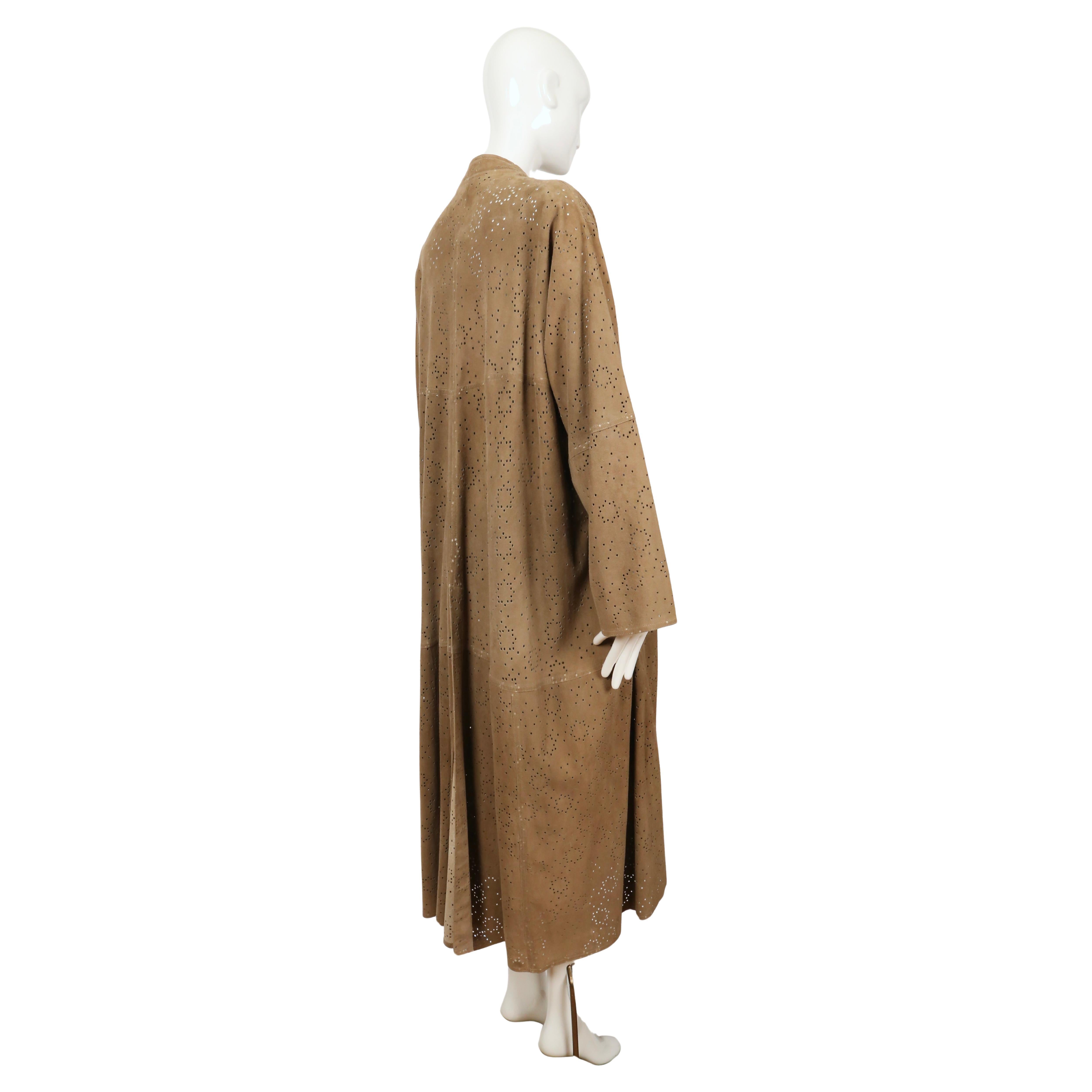 1989 AZZEDINE ALAIA suede laser cut RUNWAY coat For Sale 1