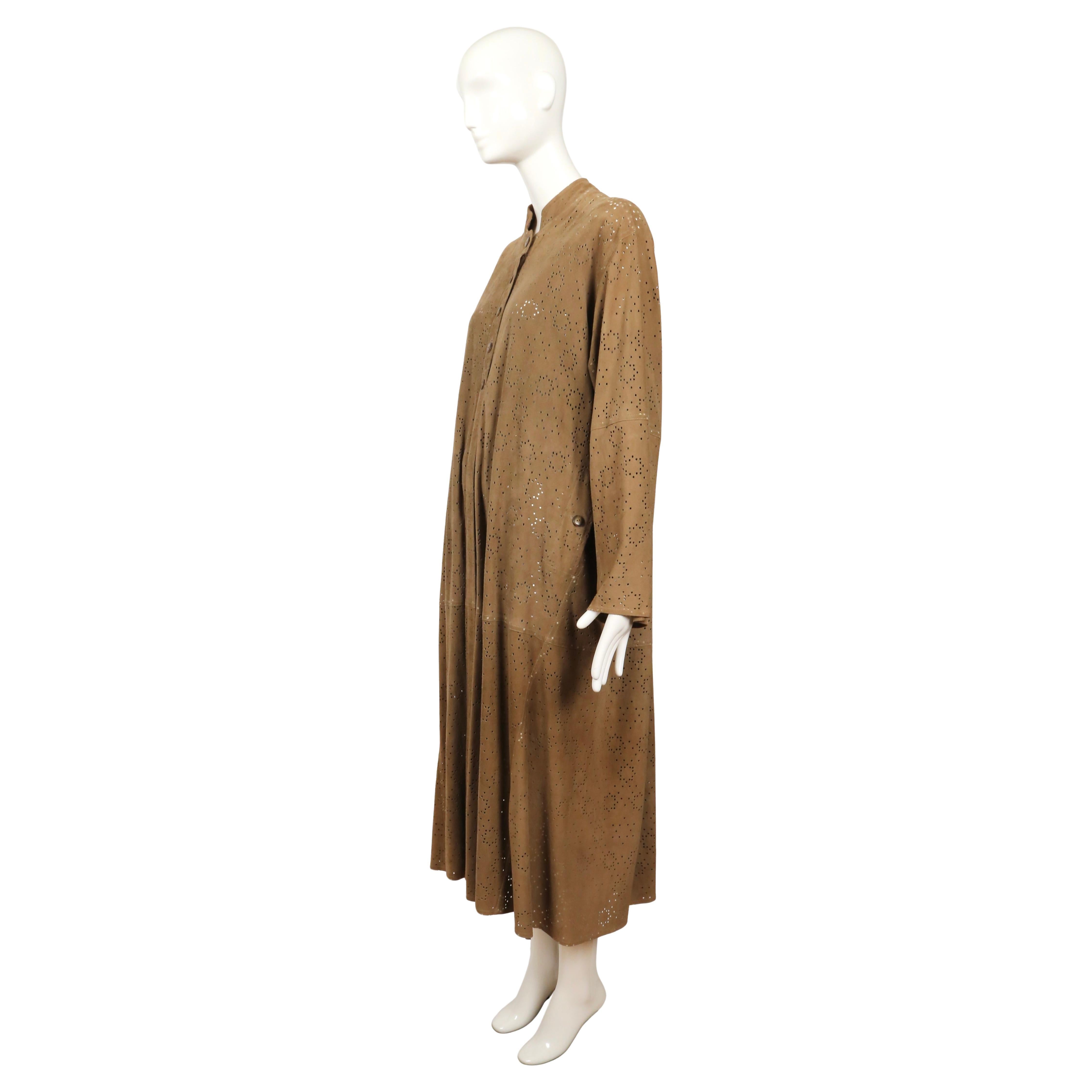 1989 AZZEDINE ALAIA suede laser cut RUNWAY coat For Sale 2