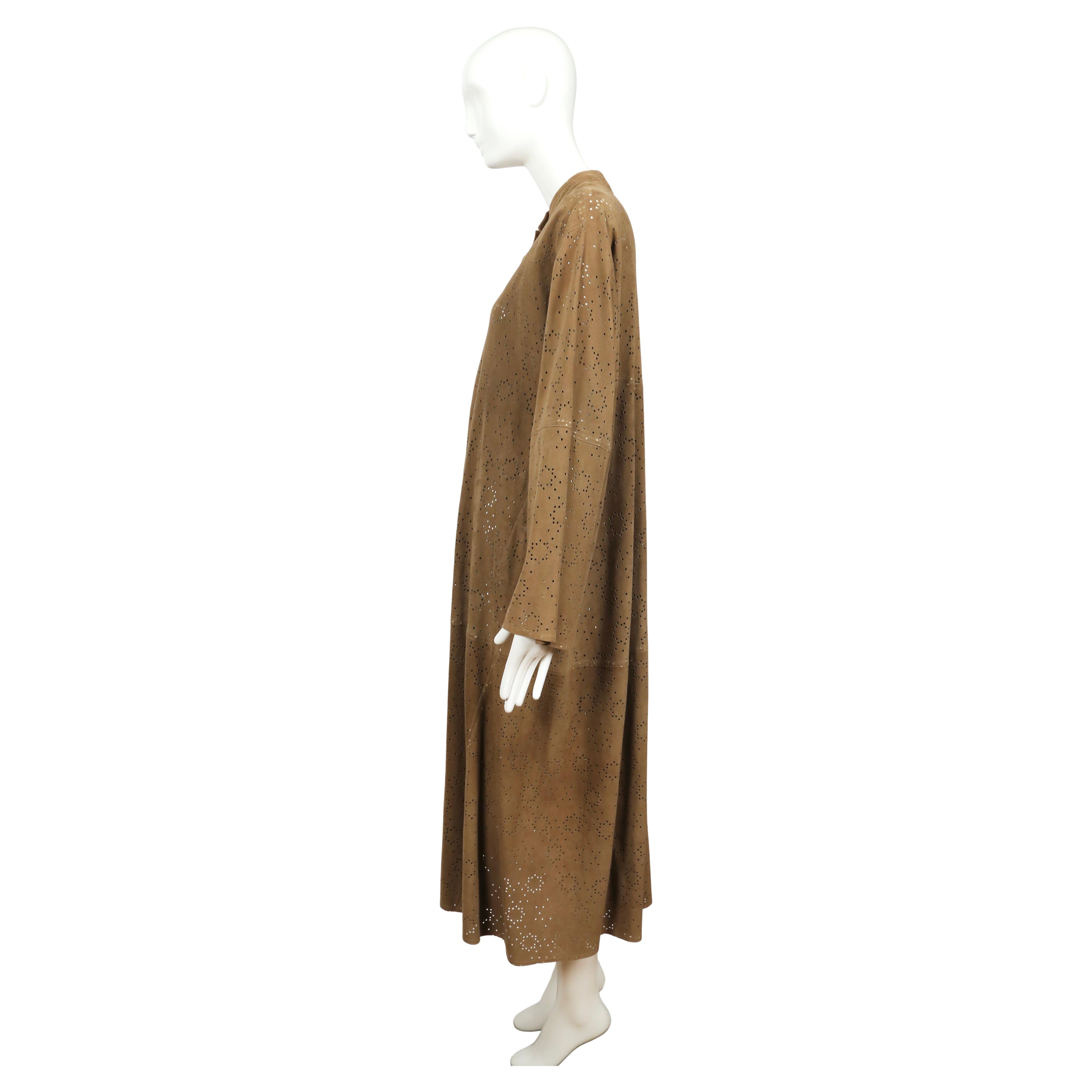 1989 AZZEDINE ALAIA suede laser cut RUNWAY coat For Sale 3
