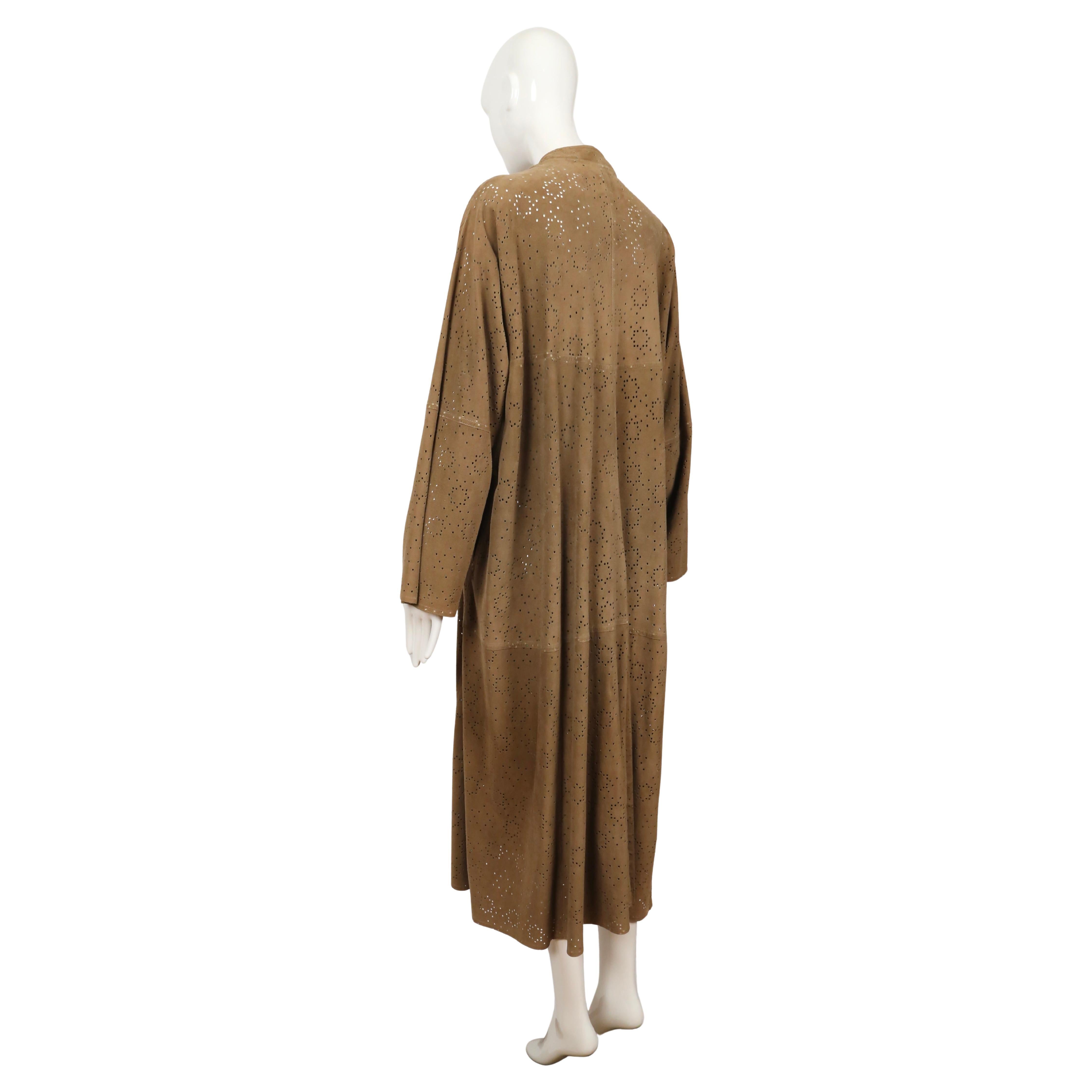 1989 AZZEDINE ALAIA suede laser cut RUNWAY coat For Sale 4