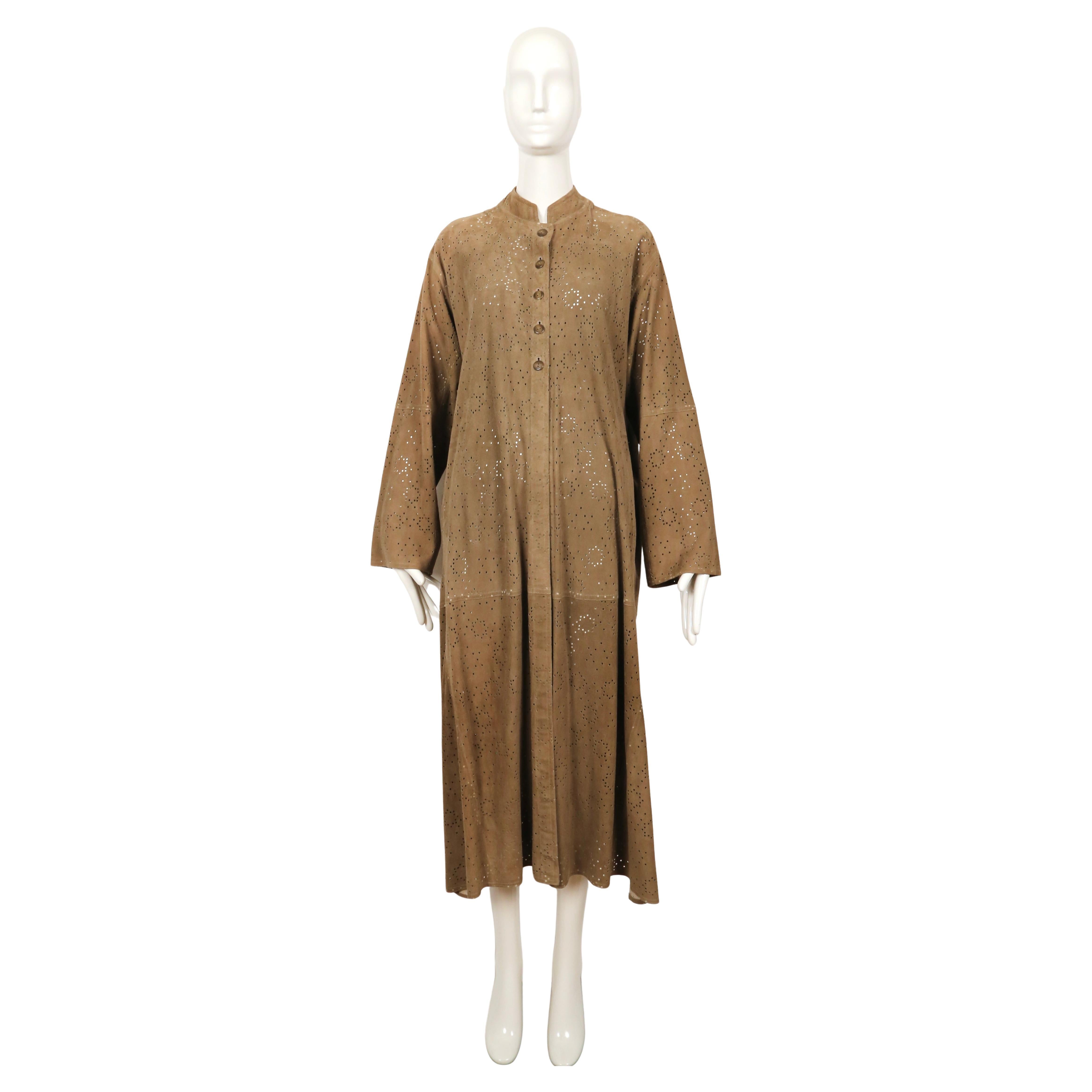 1989 AZZEDINE ALAIA suede laser cut RUNWAY coat For Sale