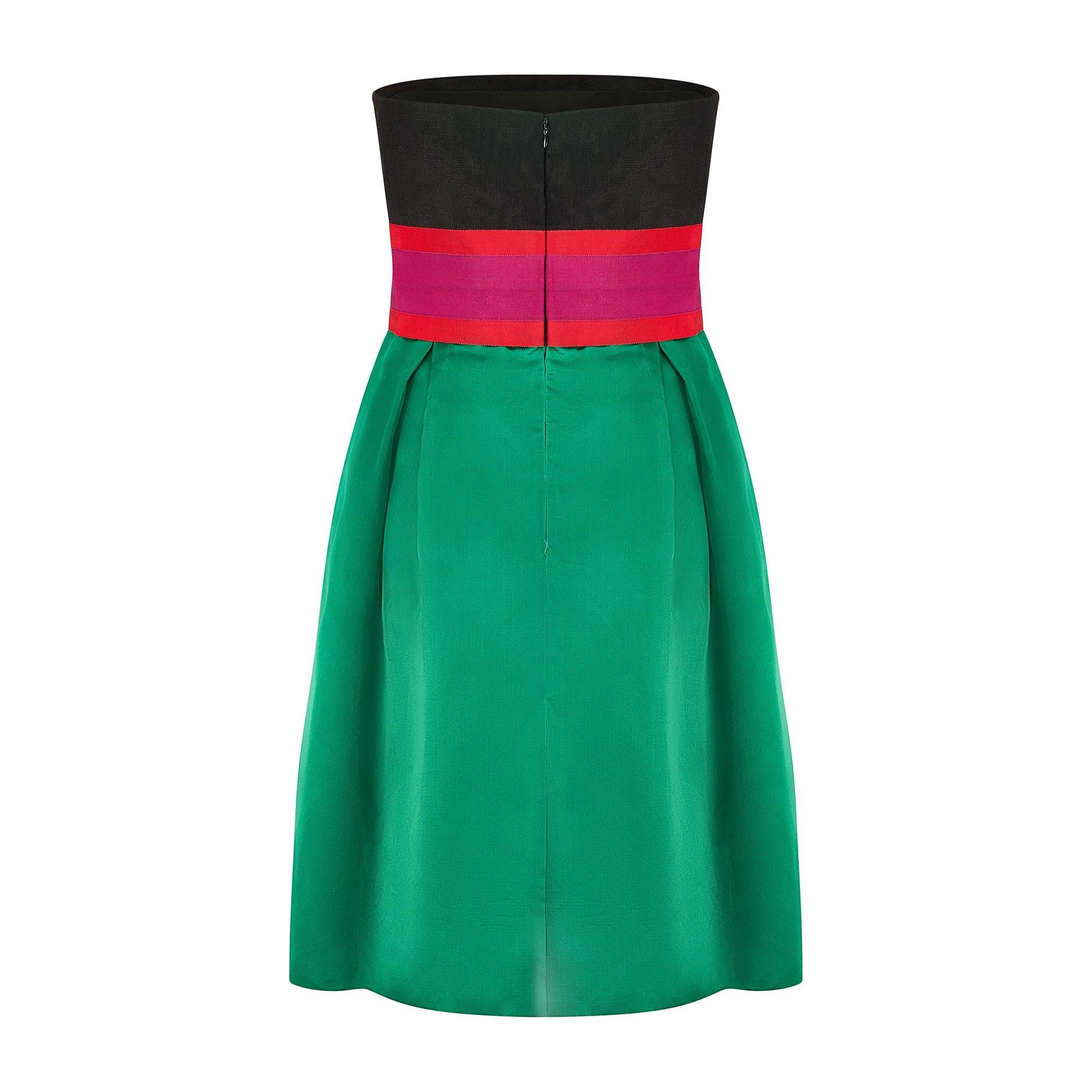 1988 Bill Blass Runway Documented Green Silk Dress and Beaded Bolero For Sale 1